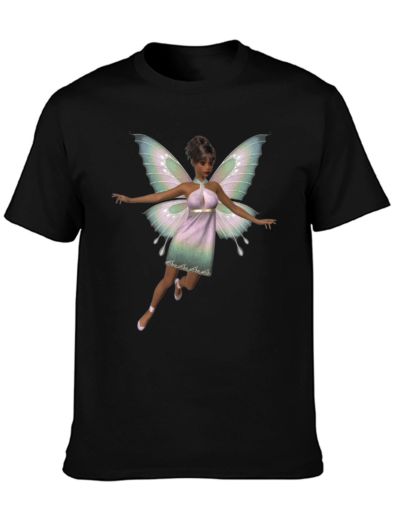 Black Fairy Graphic Black T-Shirt for Men view 3