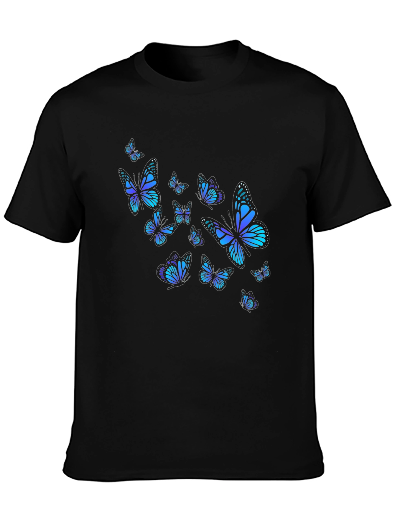 Black Butterfly Print Black T-Shirt view 3
