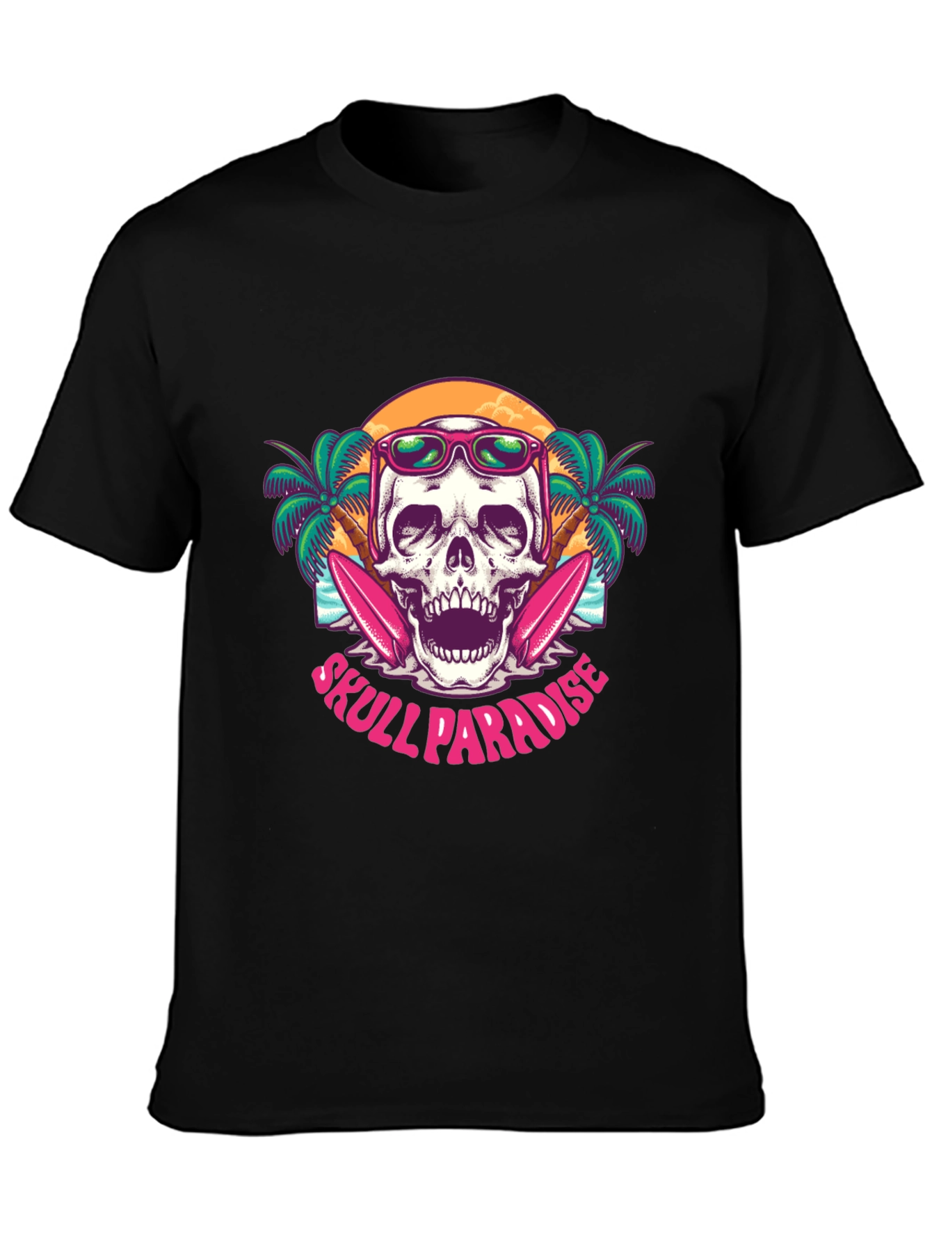 Black Skull Paradise T-Shirt - Beach Vibes view 3
