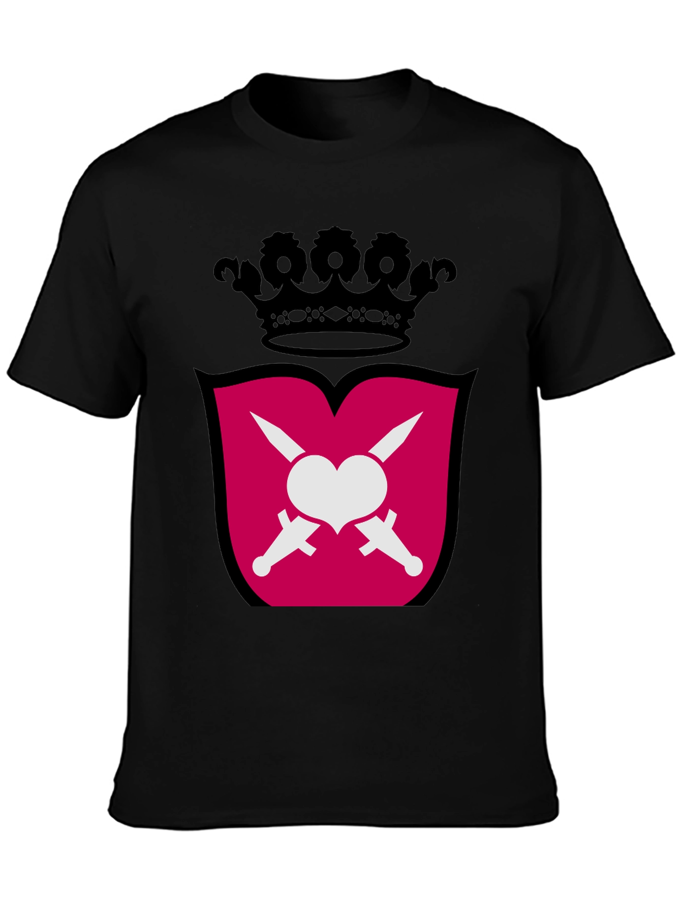 Black Heart & Swords Crest Graphic T-Shirt view 3