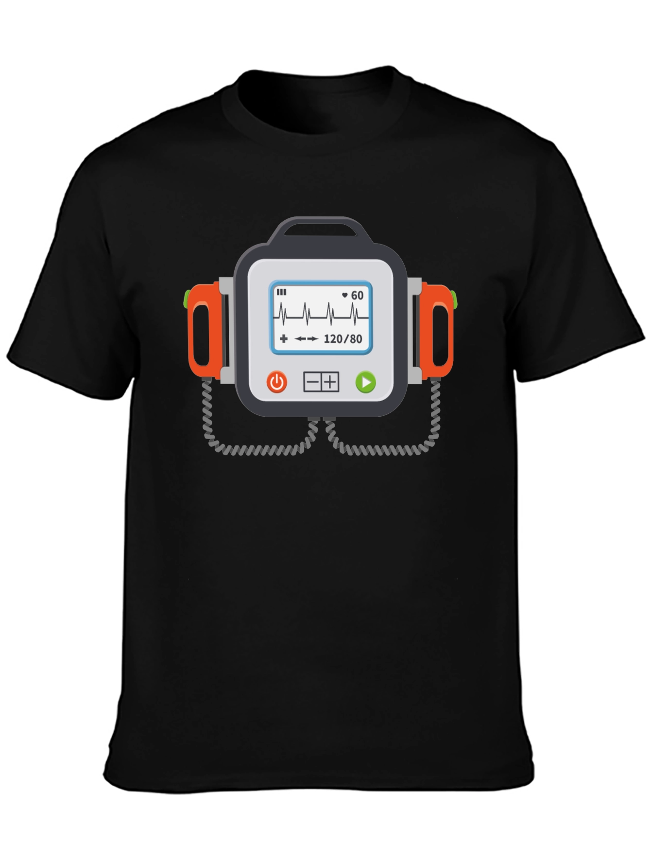 Black Defibrillator Funny Graphic Tee view 3