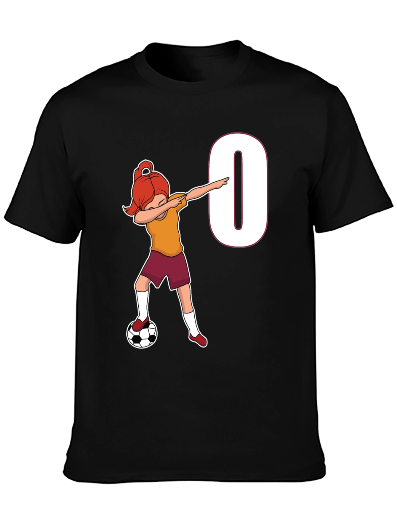 Black Dabbing Soccer Girl Black T-Shirt view 3