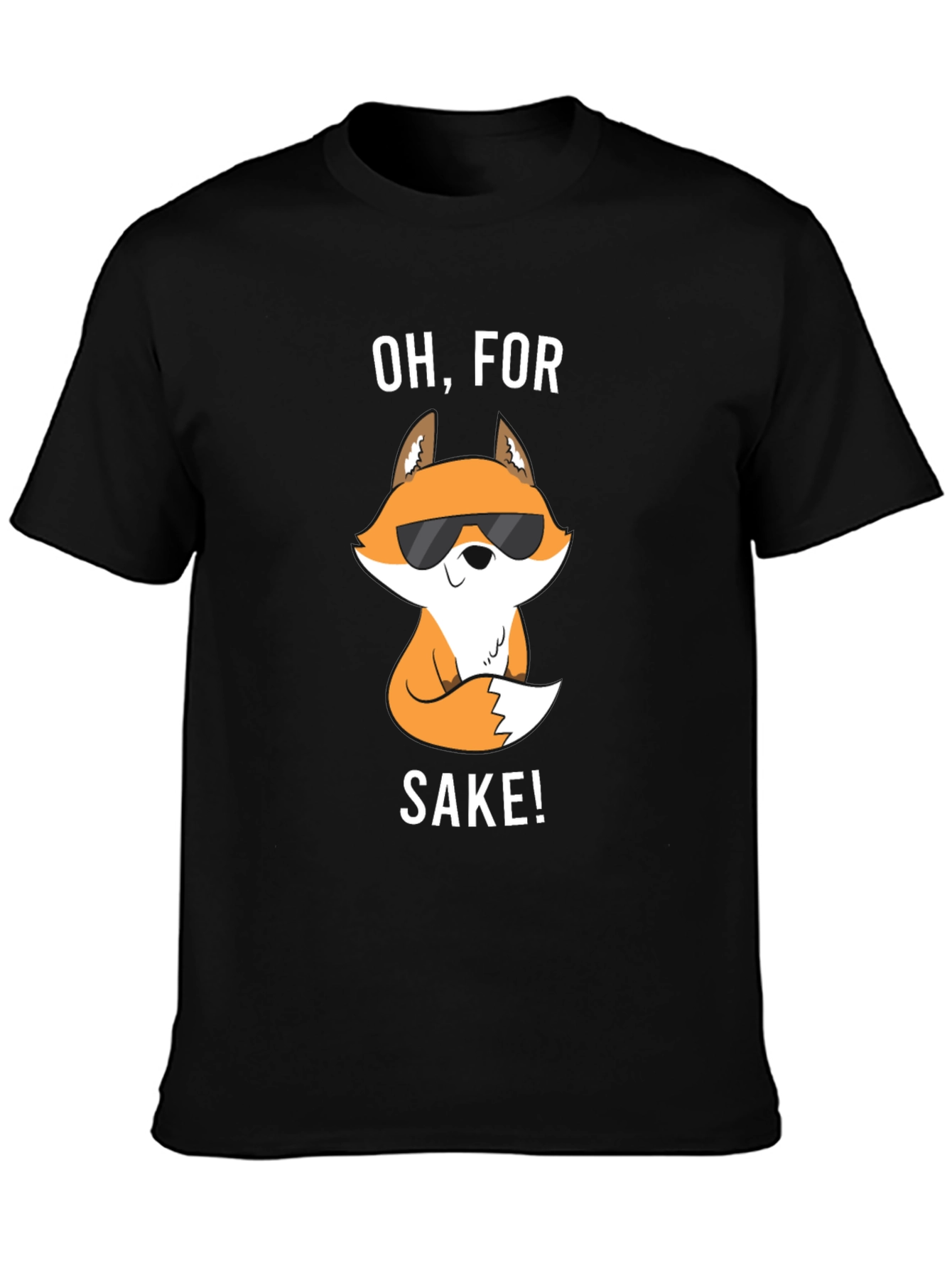 Black Funny Fox T-Shirt - Oh, For Fox Sake! view 3
