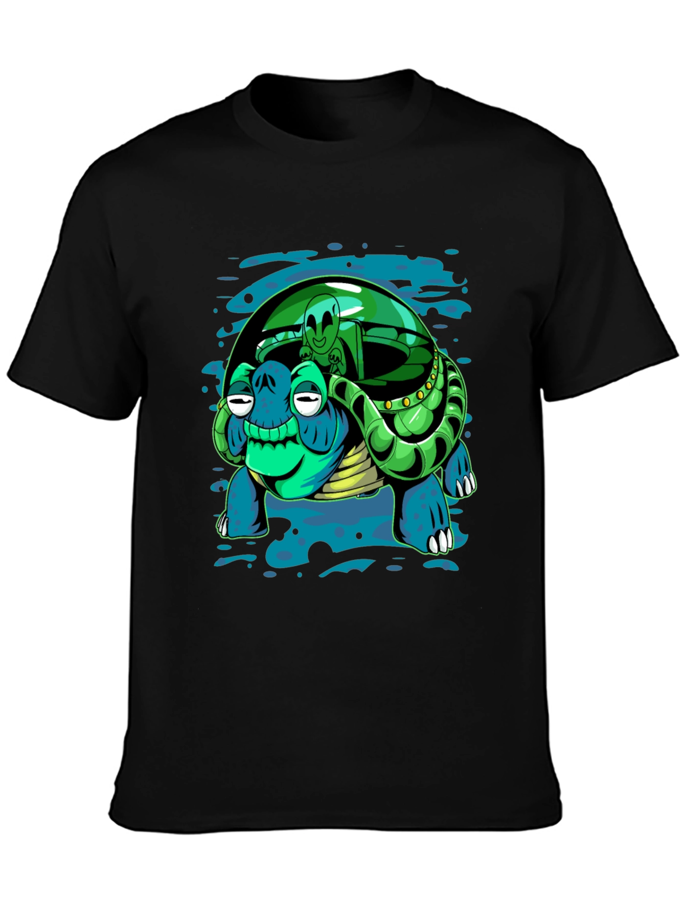 Black Alien Turtle Graphic T-Shirt view 3