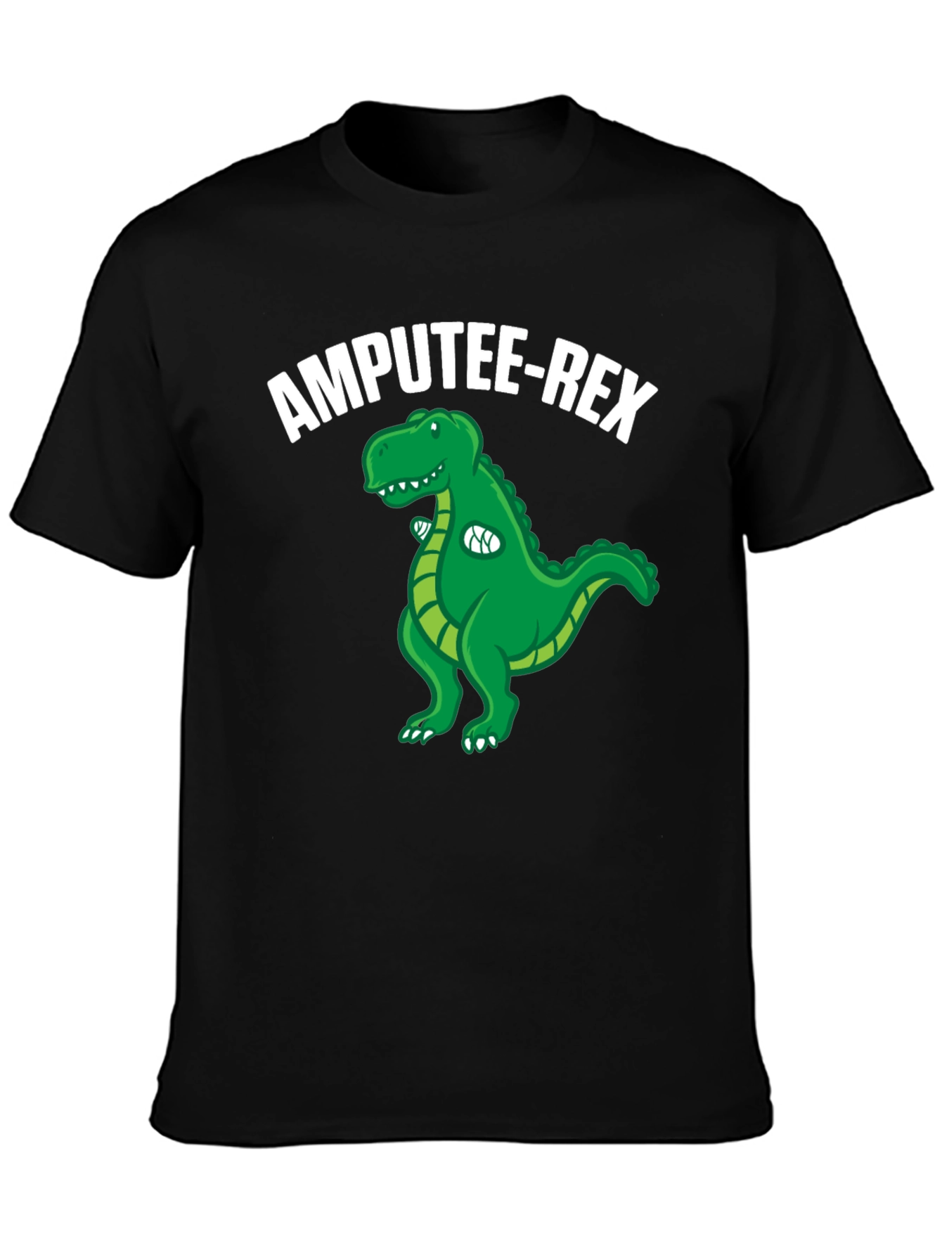 Black Amputee-Rex T-Shirt: Funny Dinosaur Graphic Tee view 3