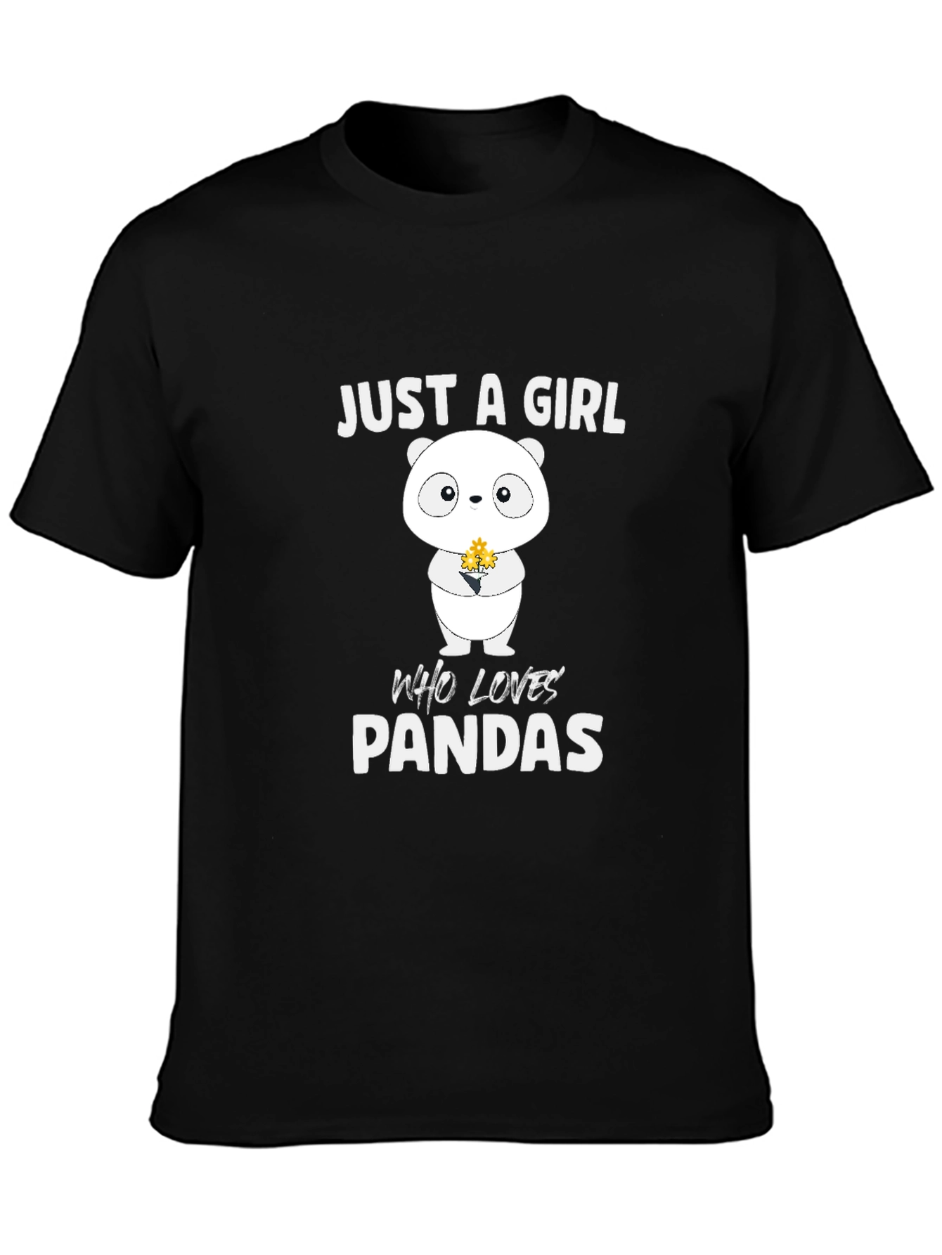 Black Just a Girl Who Loves Pandas T-Shirt view 3