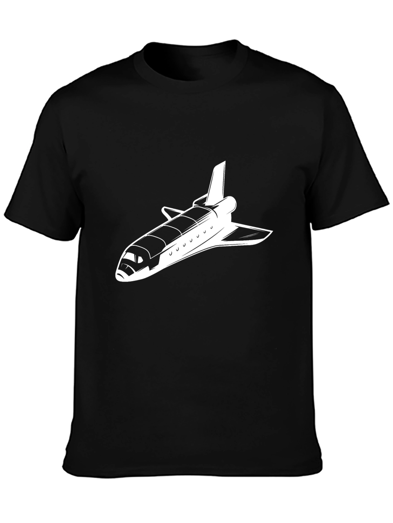 Black Space Shuttle Graphic Tee - Retro Rocket Shirt view 3