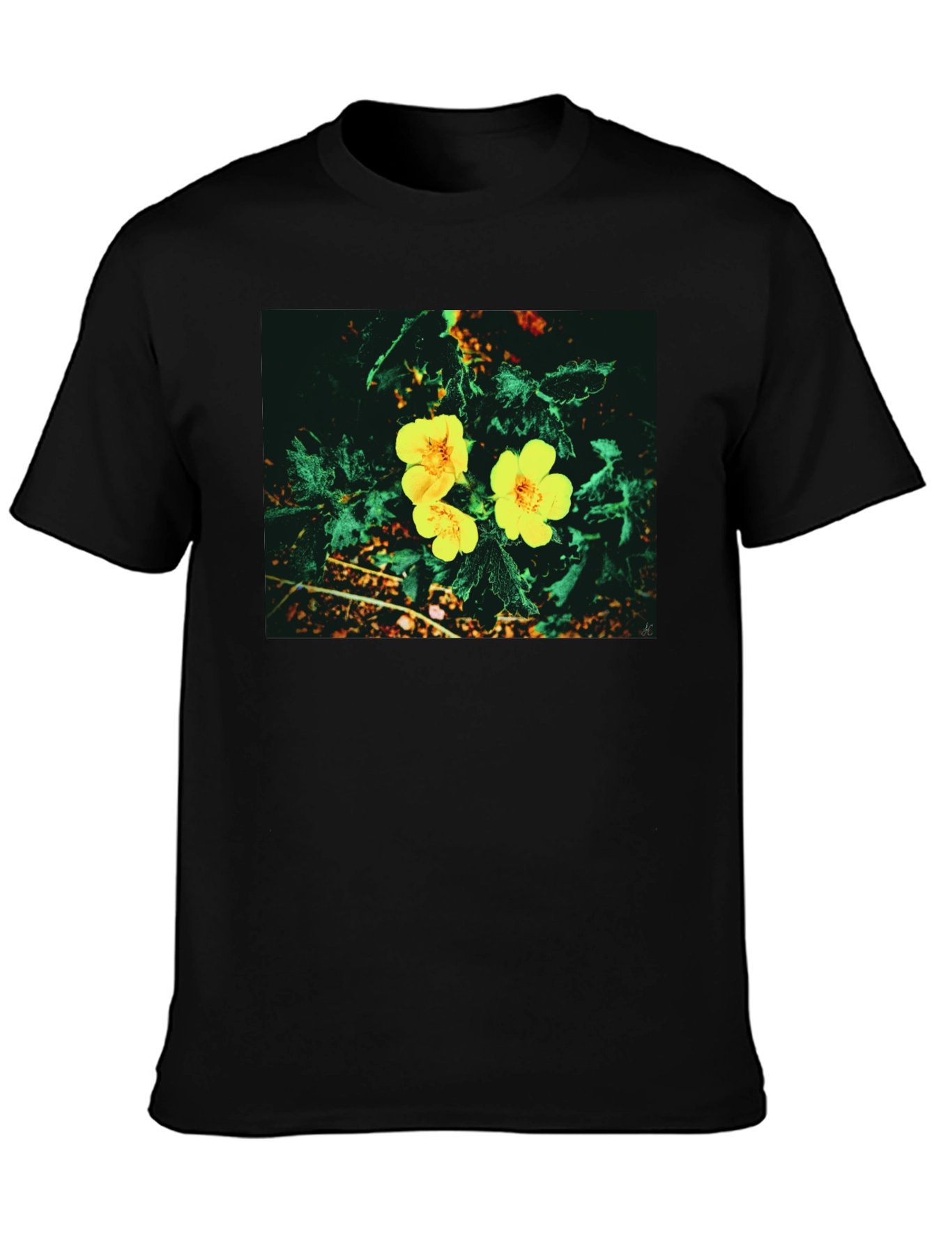 Black Floral Print T-Shirt view 3