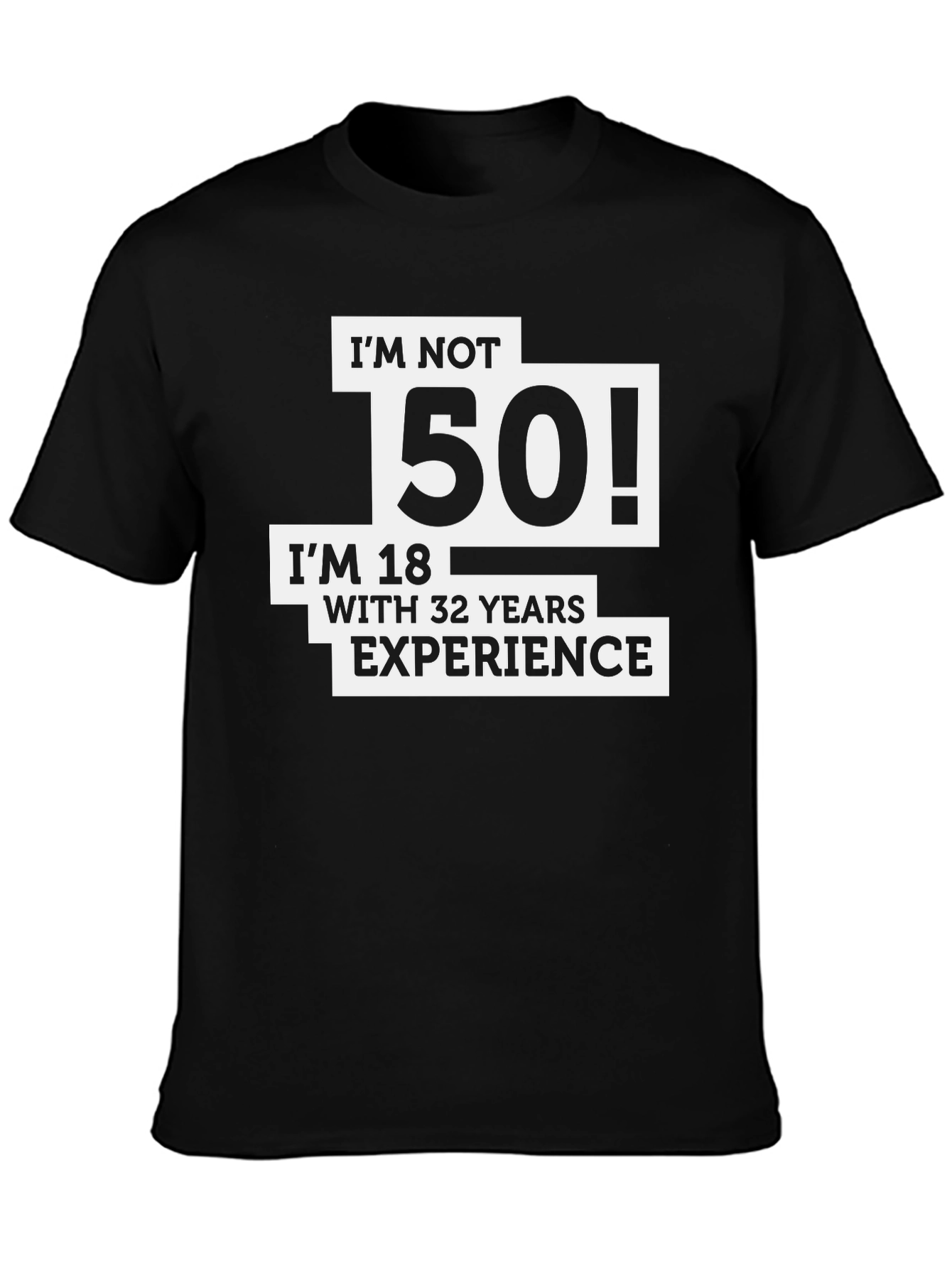 Black Funny 50th Birthday T-Shirt: 18 with 32 Years Experience view 3