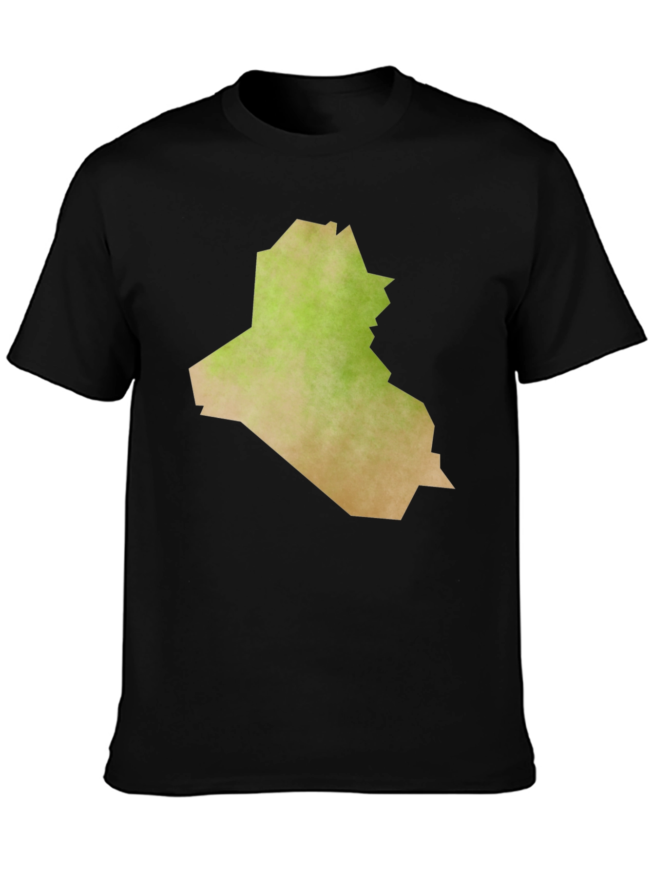 Black Iraq Map Graphic Tee - Black Casual T-Shirt view 3