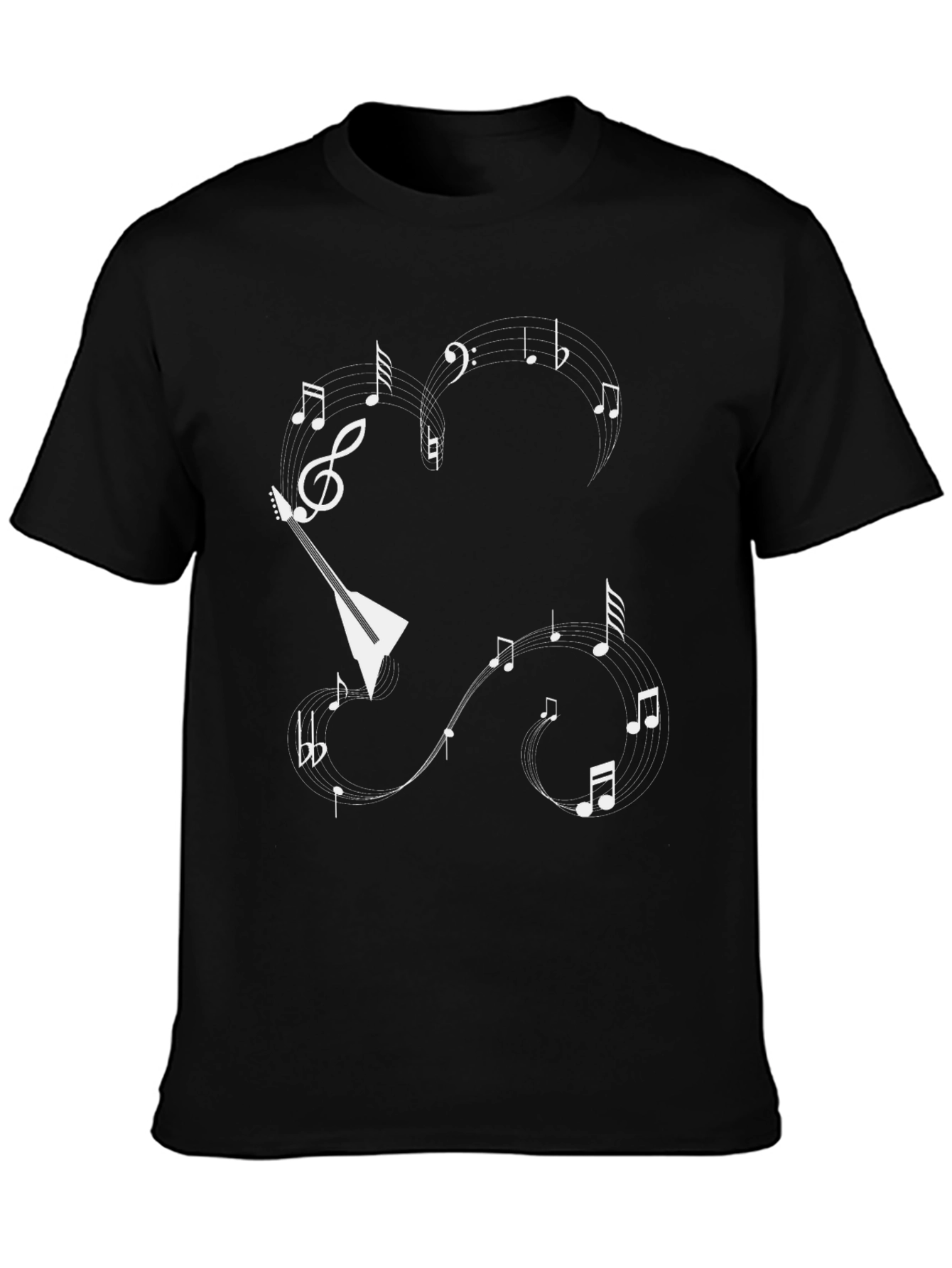 Black Musical T-Shirt: Balalaika and Notes view 3