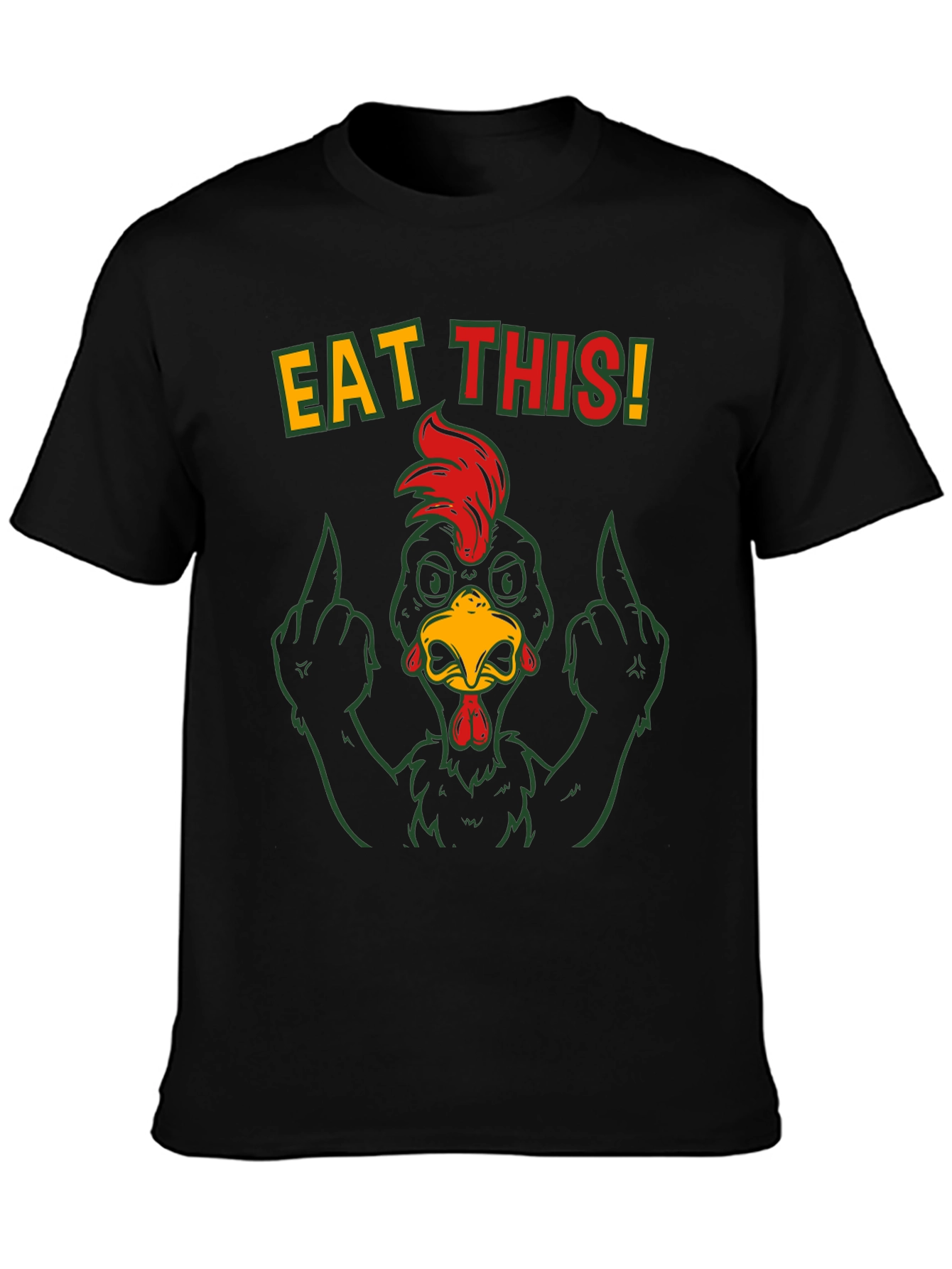 Black Eat This! Chicken Graphic Tee - Funny Rude Humor view 3