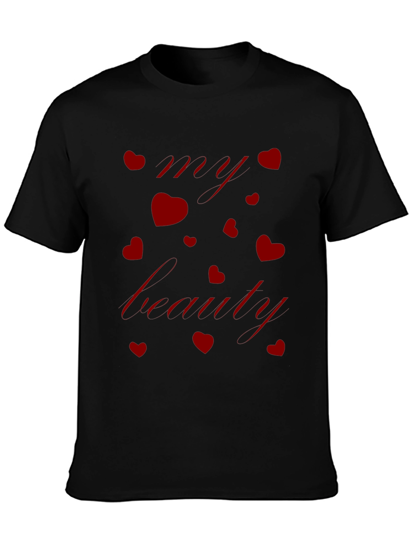 Black My Beauty Red Hearts Black T-Shirt view 3