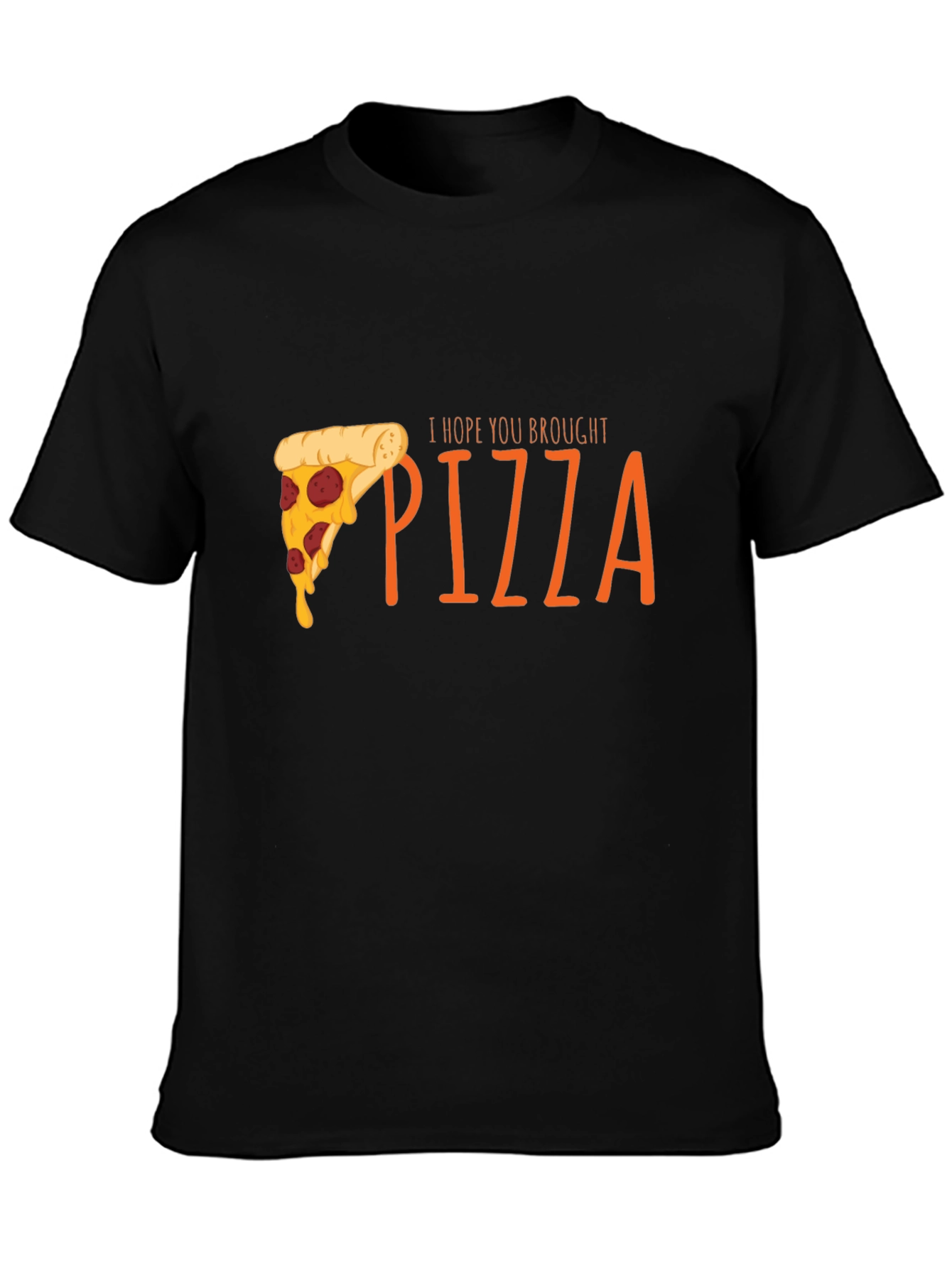 Black Pizza Lover Graphic T-Shirt - I Hope You Brought Pizza view 3