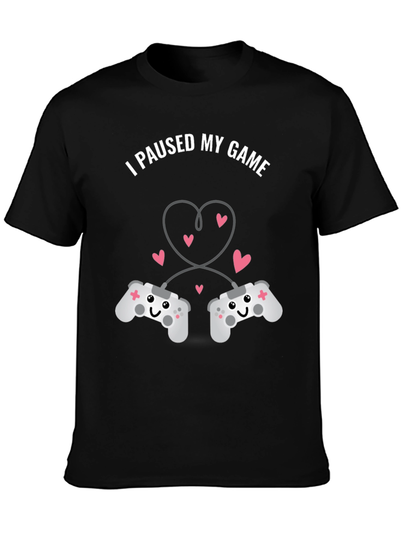 Black I Paused My Game T-Shirt - Gamer Love view 3