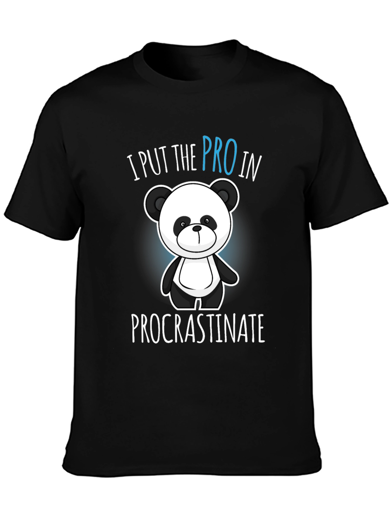 Black Funny Procrastination Panda Graphic Tee - Black view 3