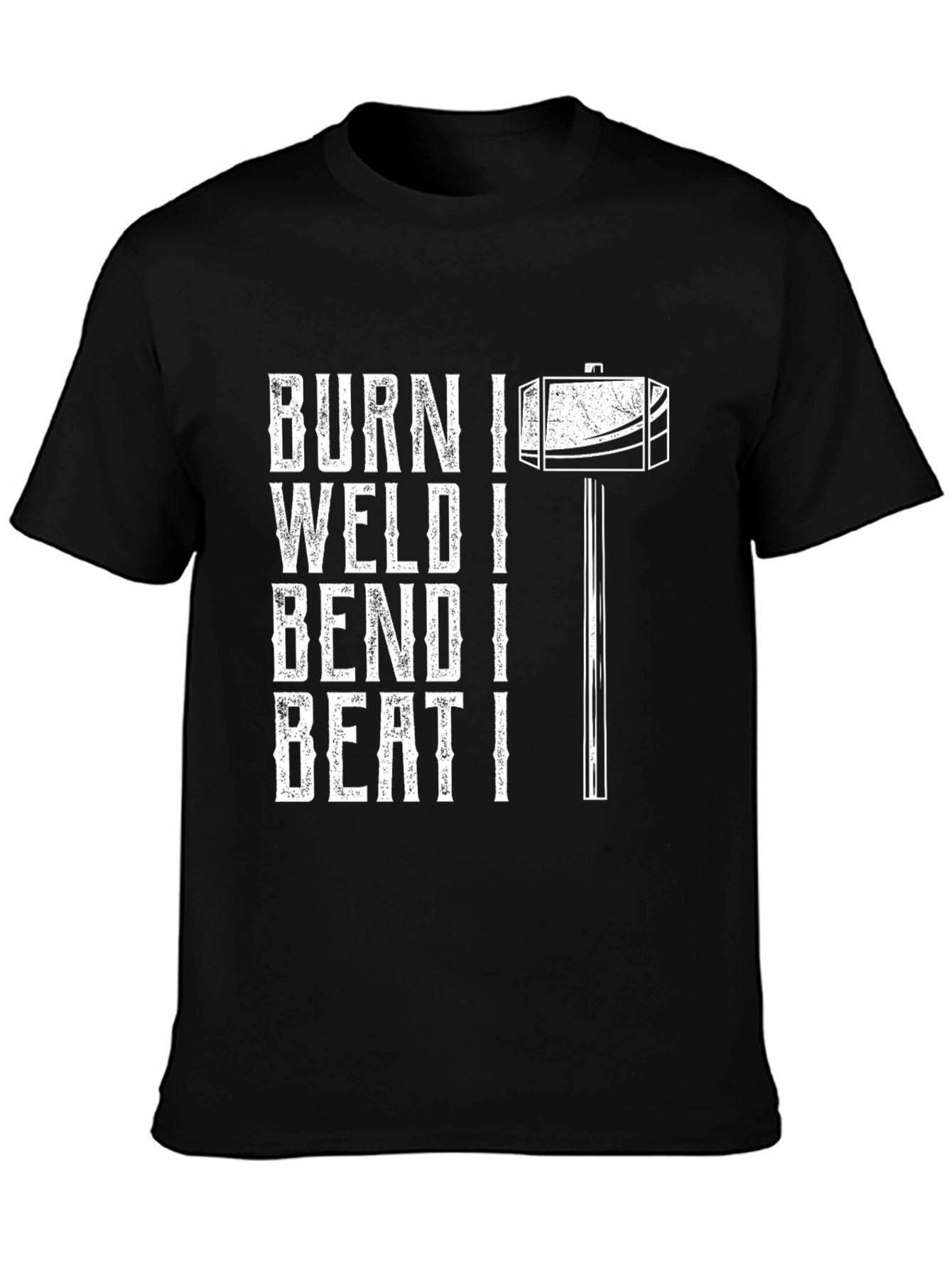 Black Burn Weld Bend Beat T-Shirt - Black Crew Neck Metalworker Tee view 3
