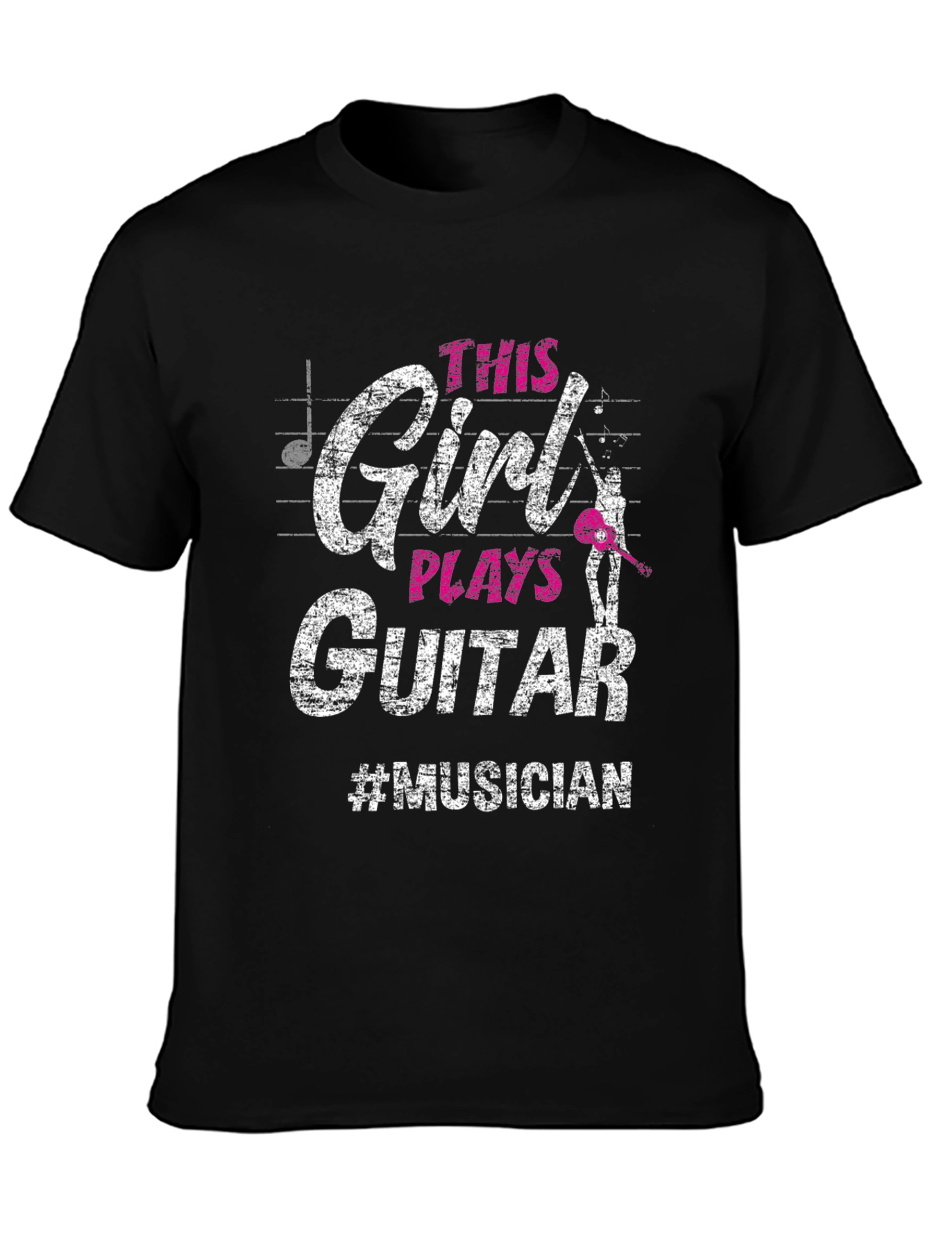 Black This Girl Plays Guitar T-Shirt - Musician Tee view 3