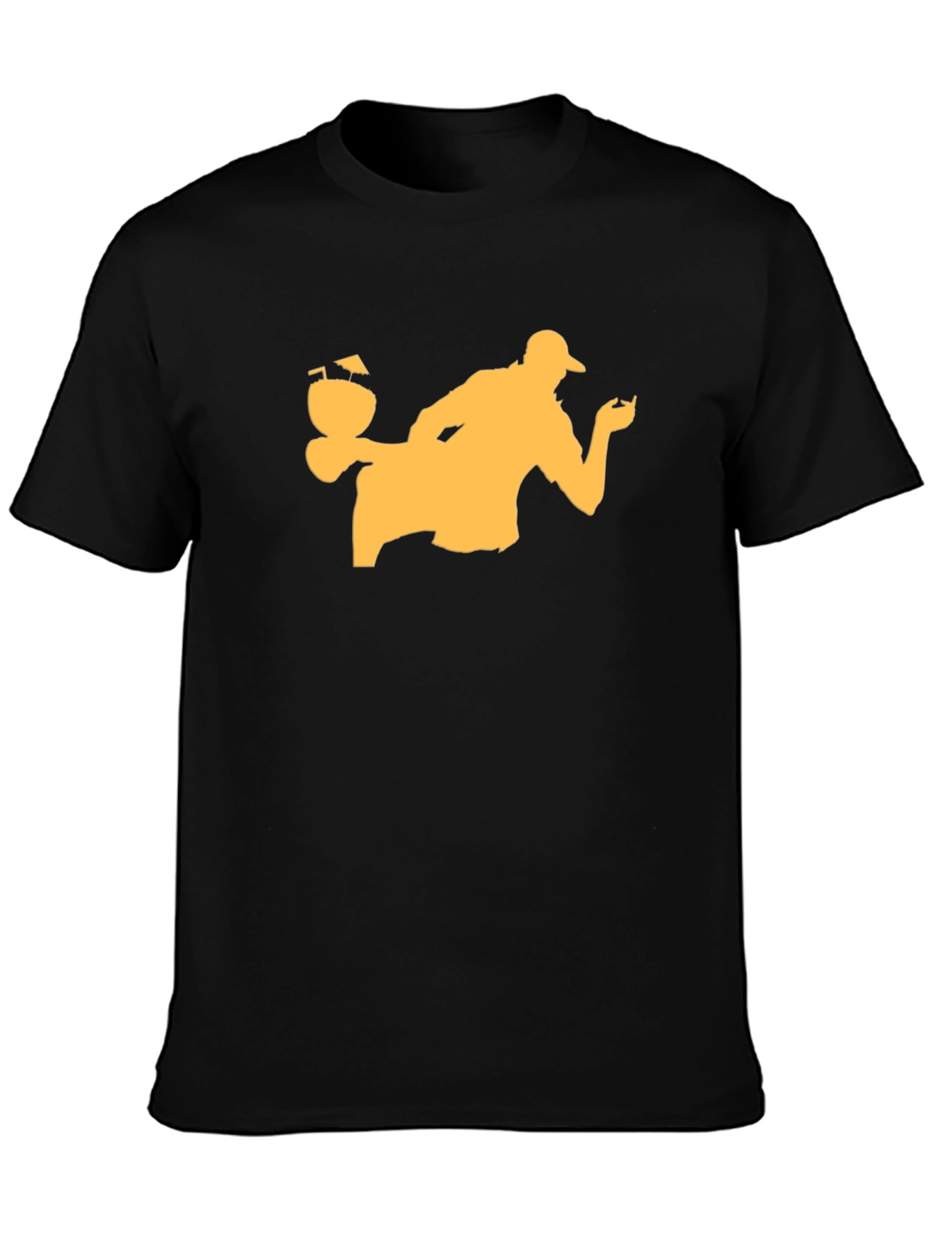 Black Bartender Silhouette Black T-Shirt view 3