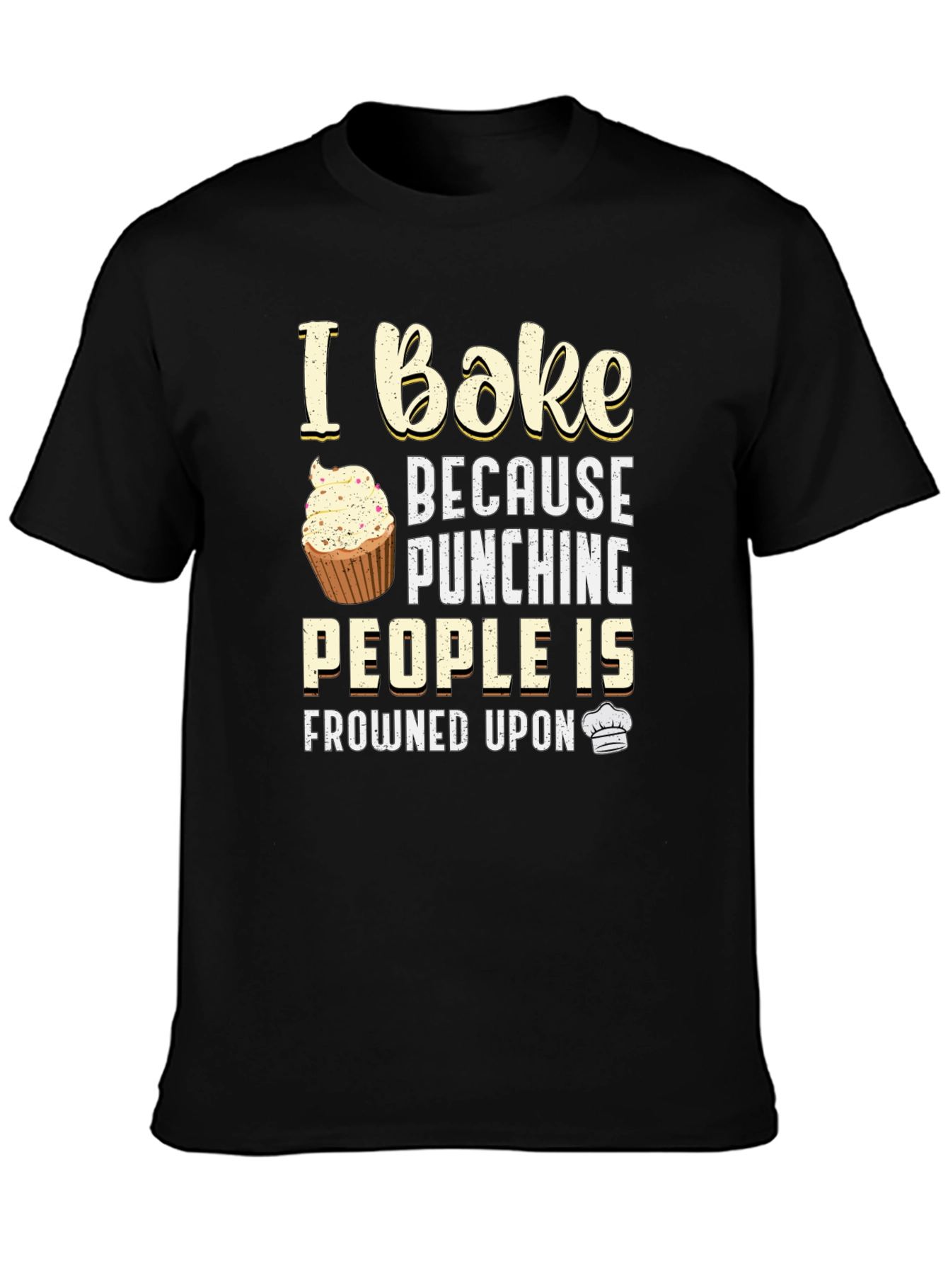 Black Funny Baker T-Shirt - I Bake Because Punching People Is Frowned Upon view 3