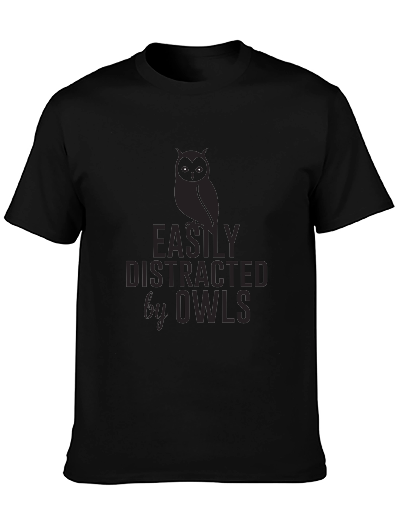 Black Easily Distracted By Owls Graphic T-Shirt view 3