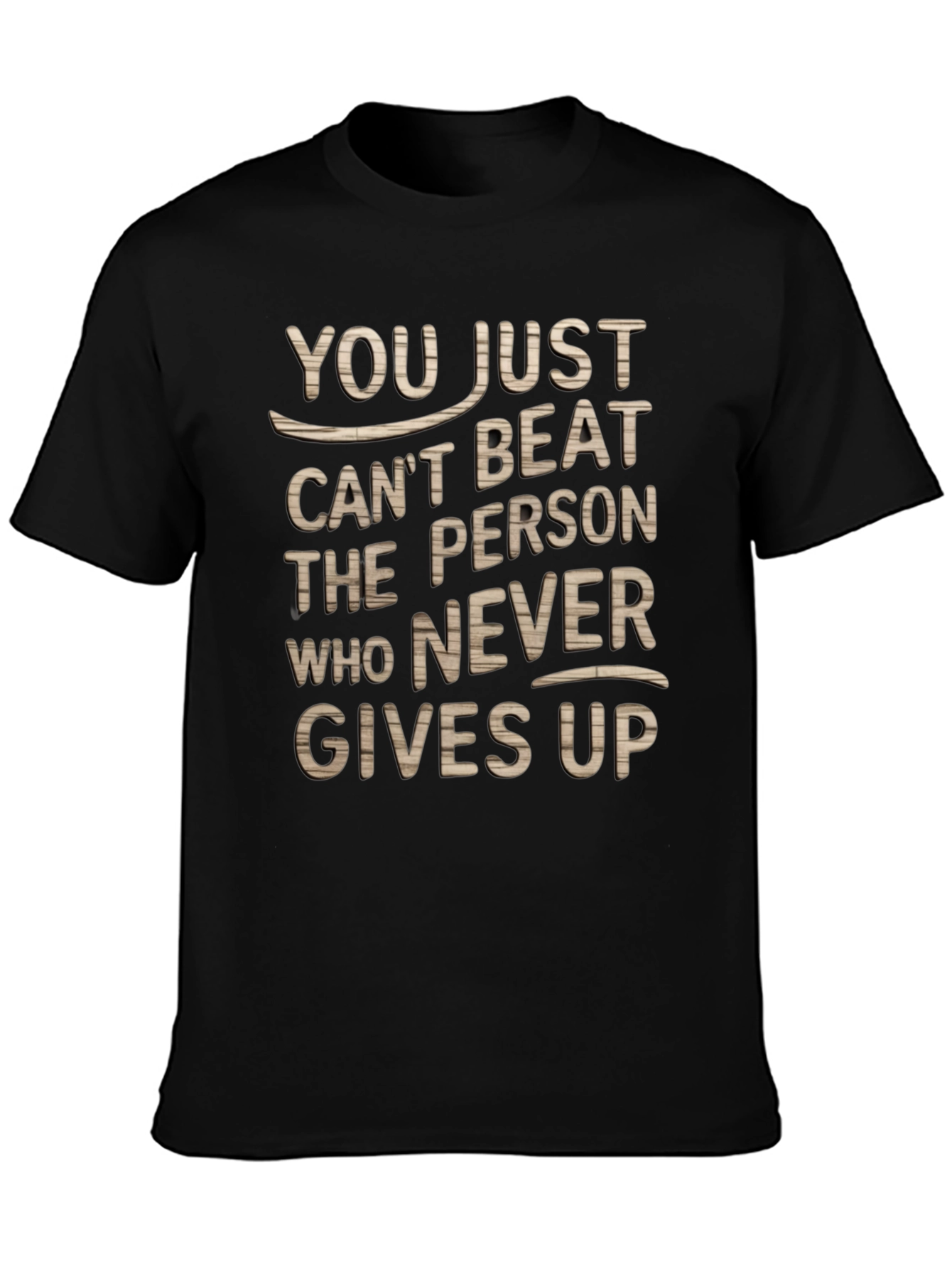 Black Never Give Up Motivational Graphic T-Shirt view 3