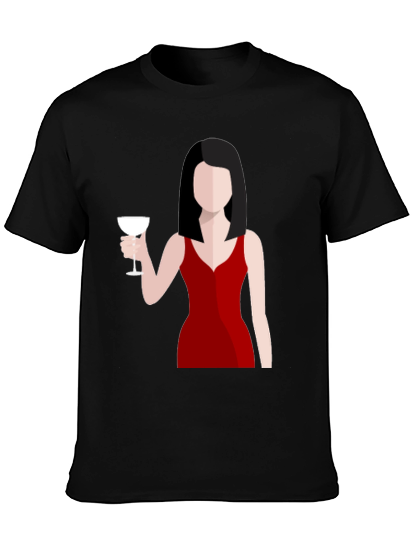 Black Lady in Red T-Shirt - Minimalist Design view 3