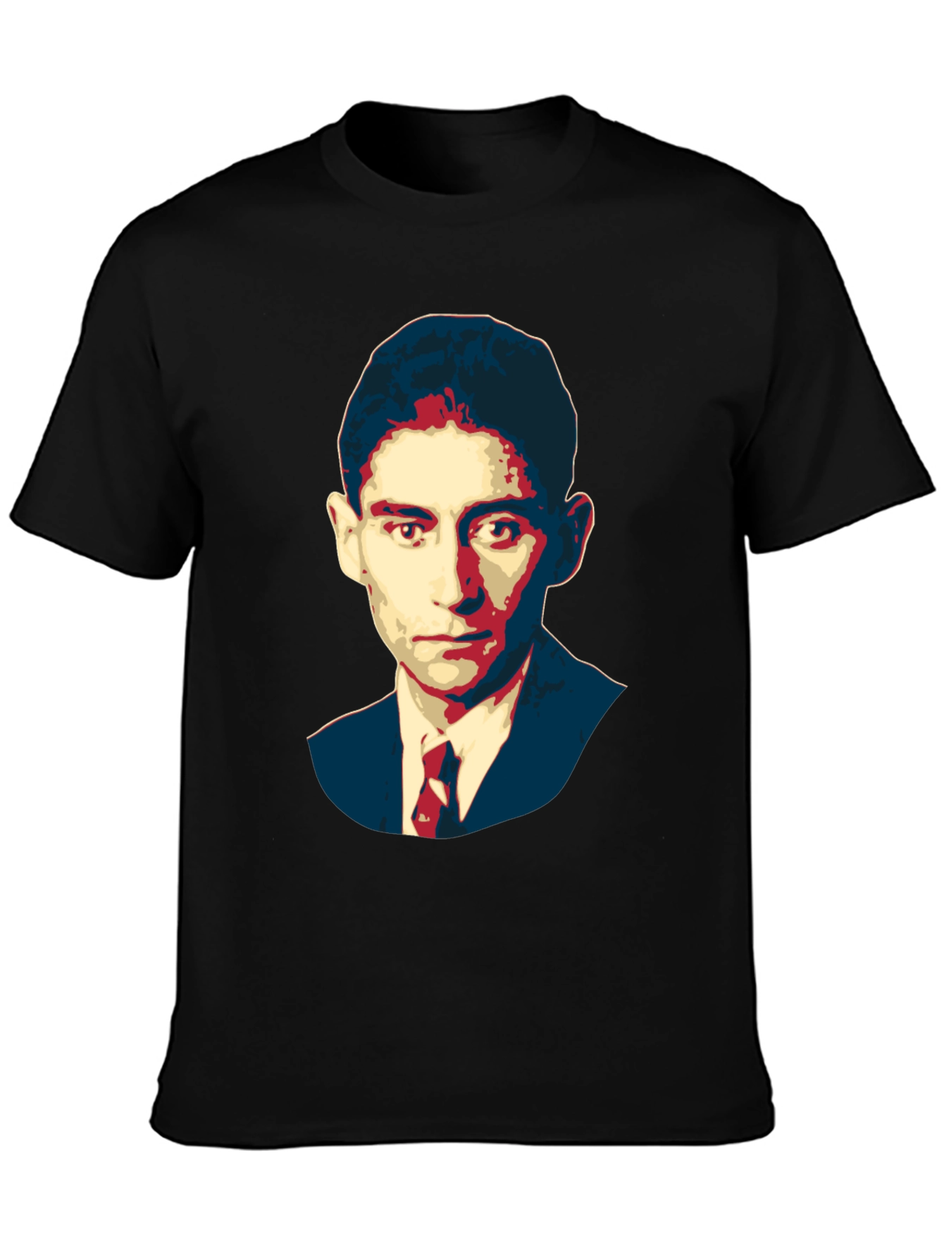 Black Kafka Portrait Black T-Shirt - Literary Graphic Tee view 3