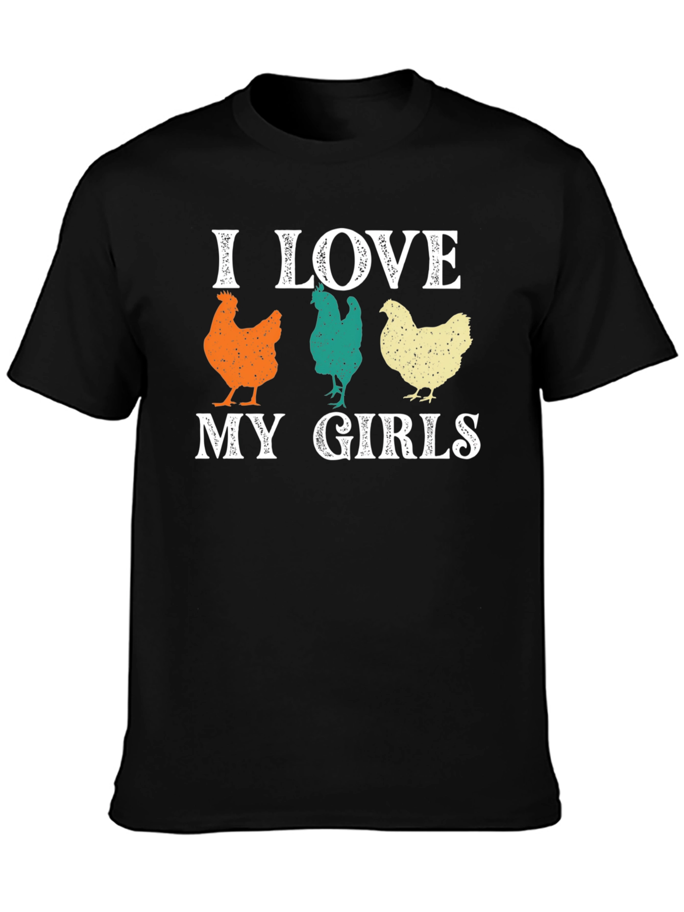 Black I Love My Girls Chicken Graphic T-Shirt view 3
