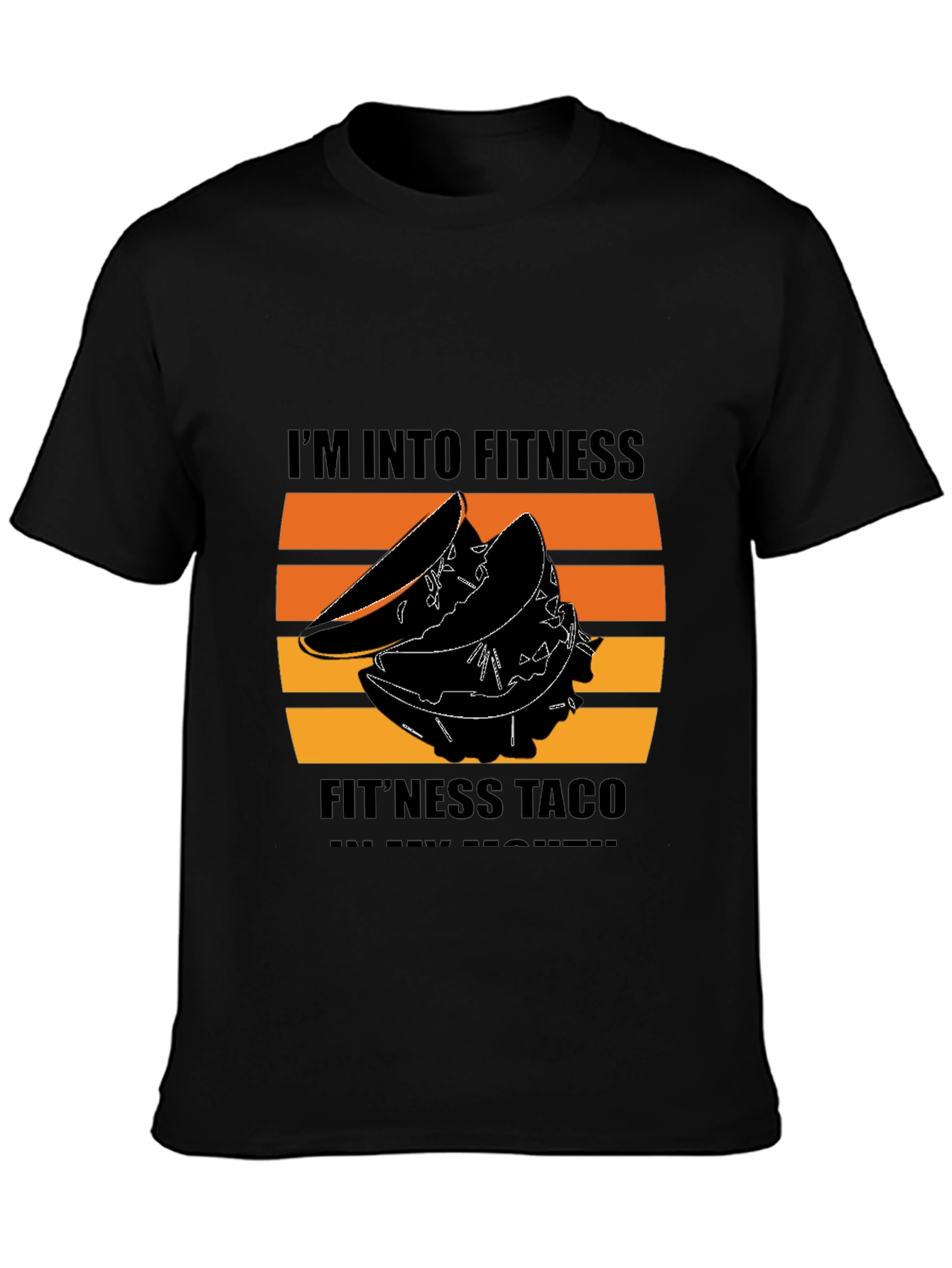 Black Fitness Taco Black Graphic Tee view 3