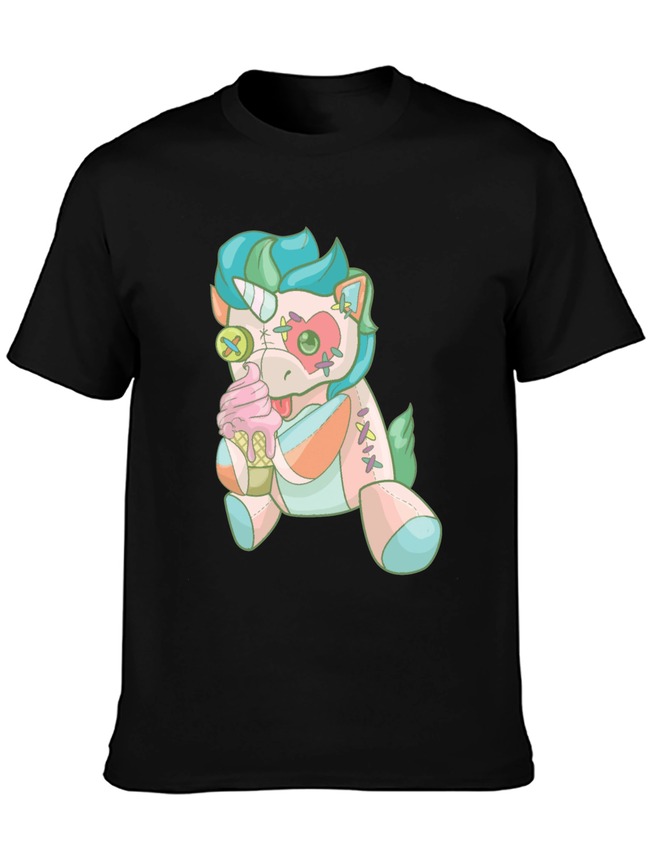 Black Unicorn Plush T-Shirt view 3