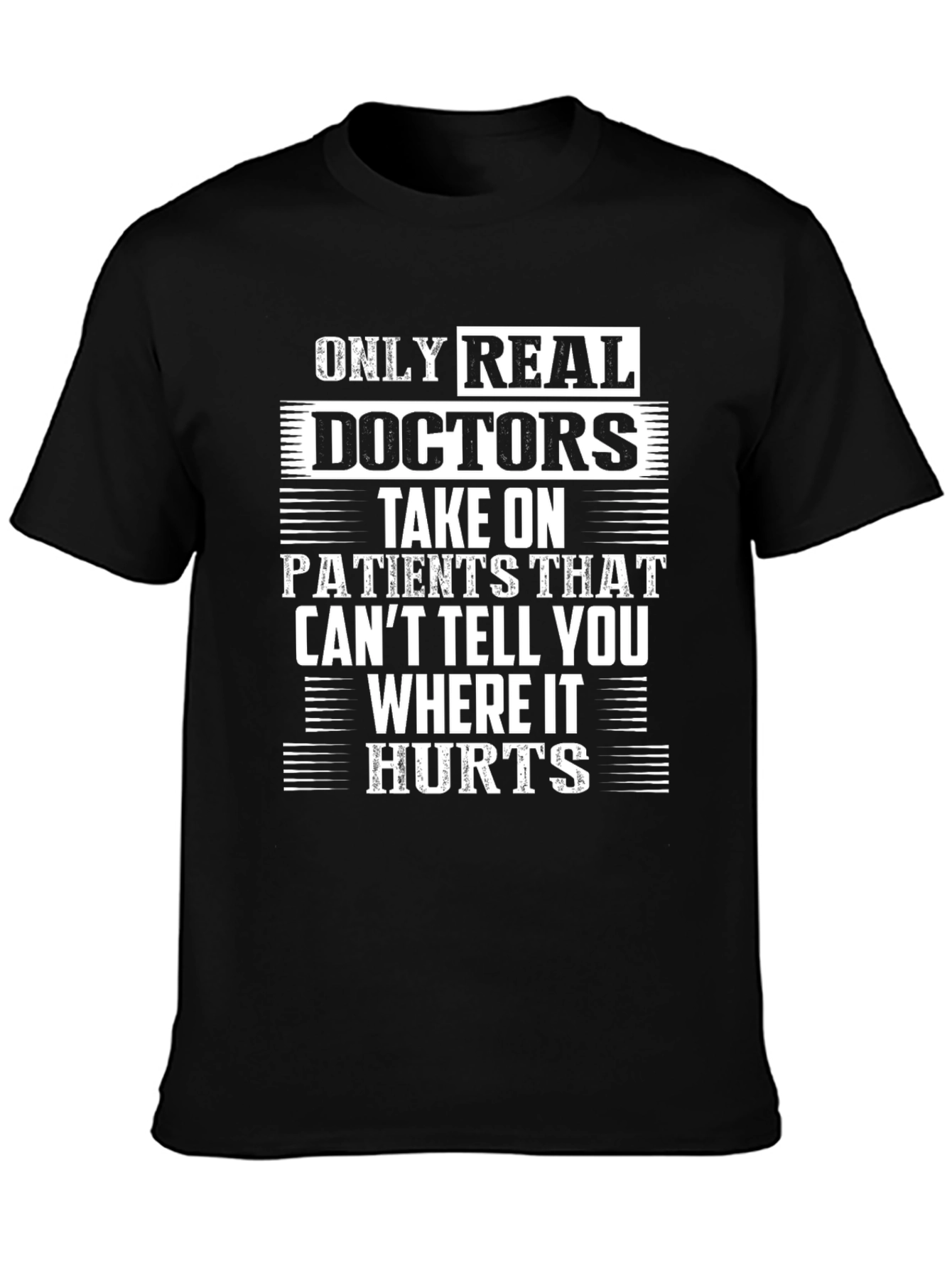 Black Funny Real Doctors T-Shirt - Black Cotton view 3