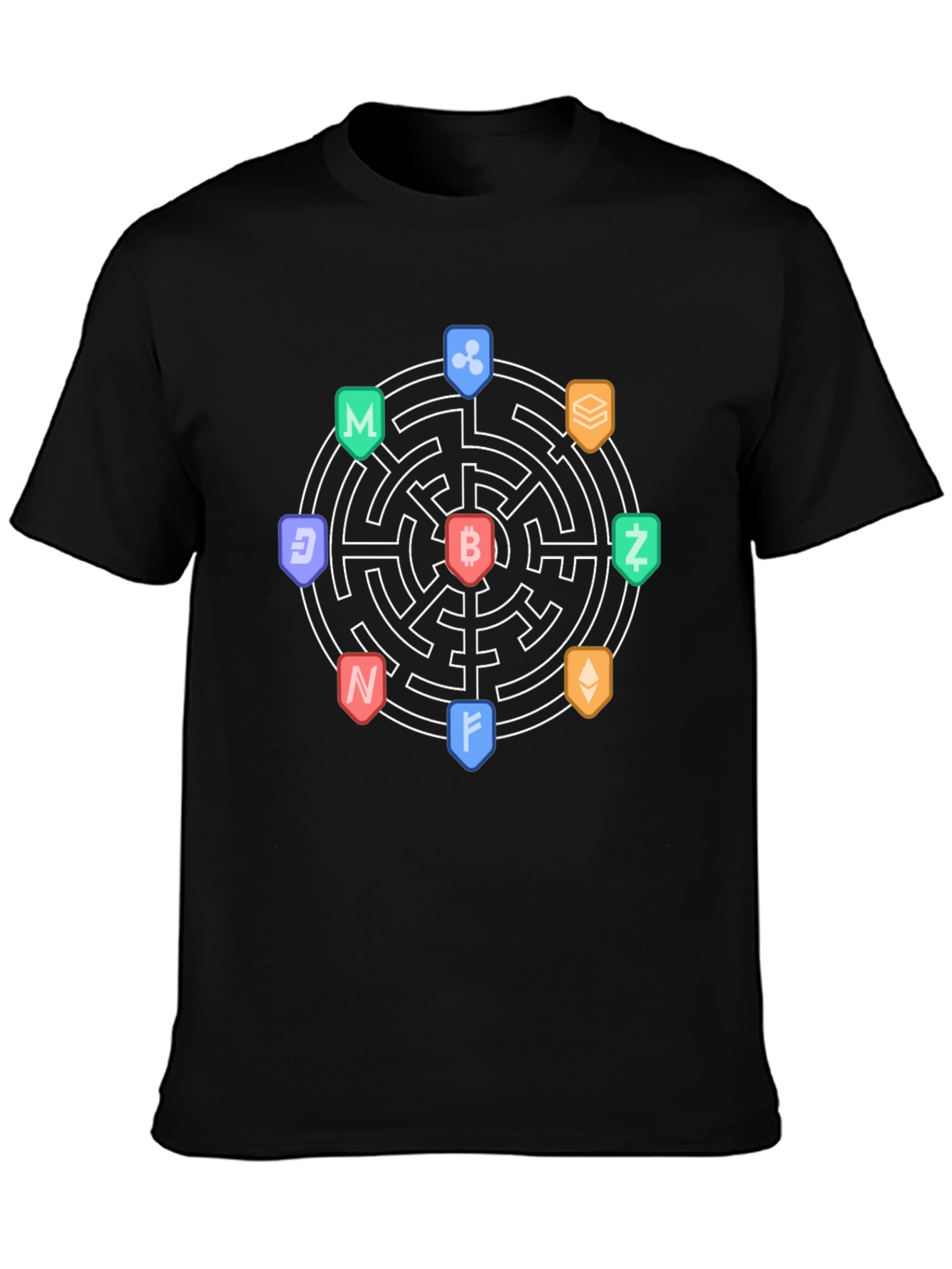Black Crypto Maze T-Shirt - Bitcoin & Altcoins view 3