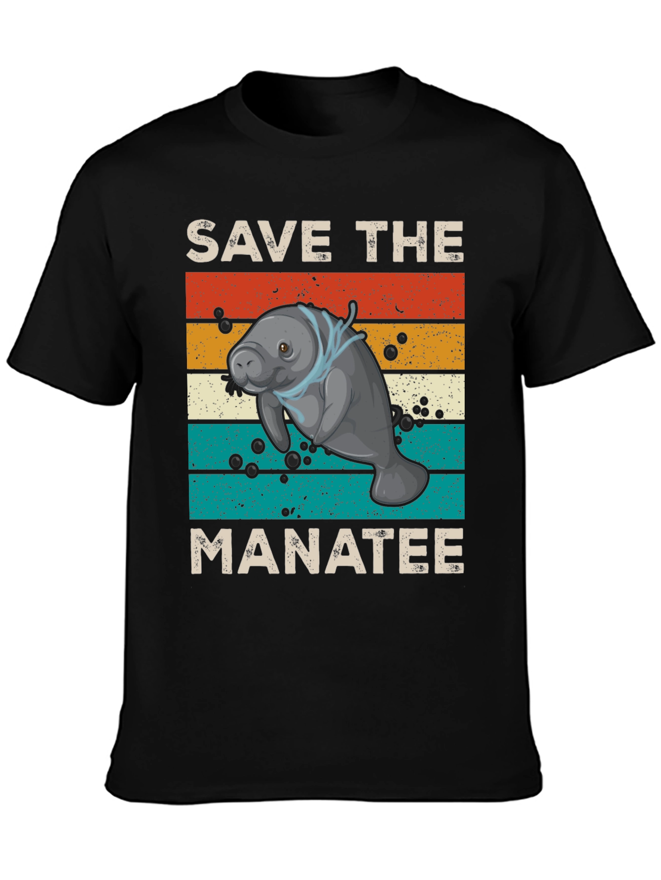 Black Save the Manatee Graphic T-Shirt - Eco-Friendly Sea Life Tee view 3