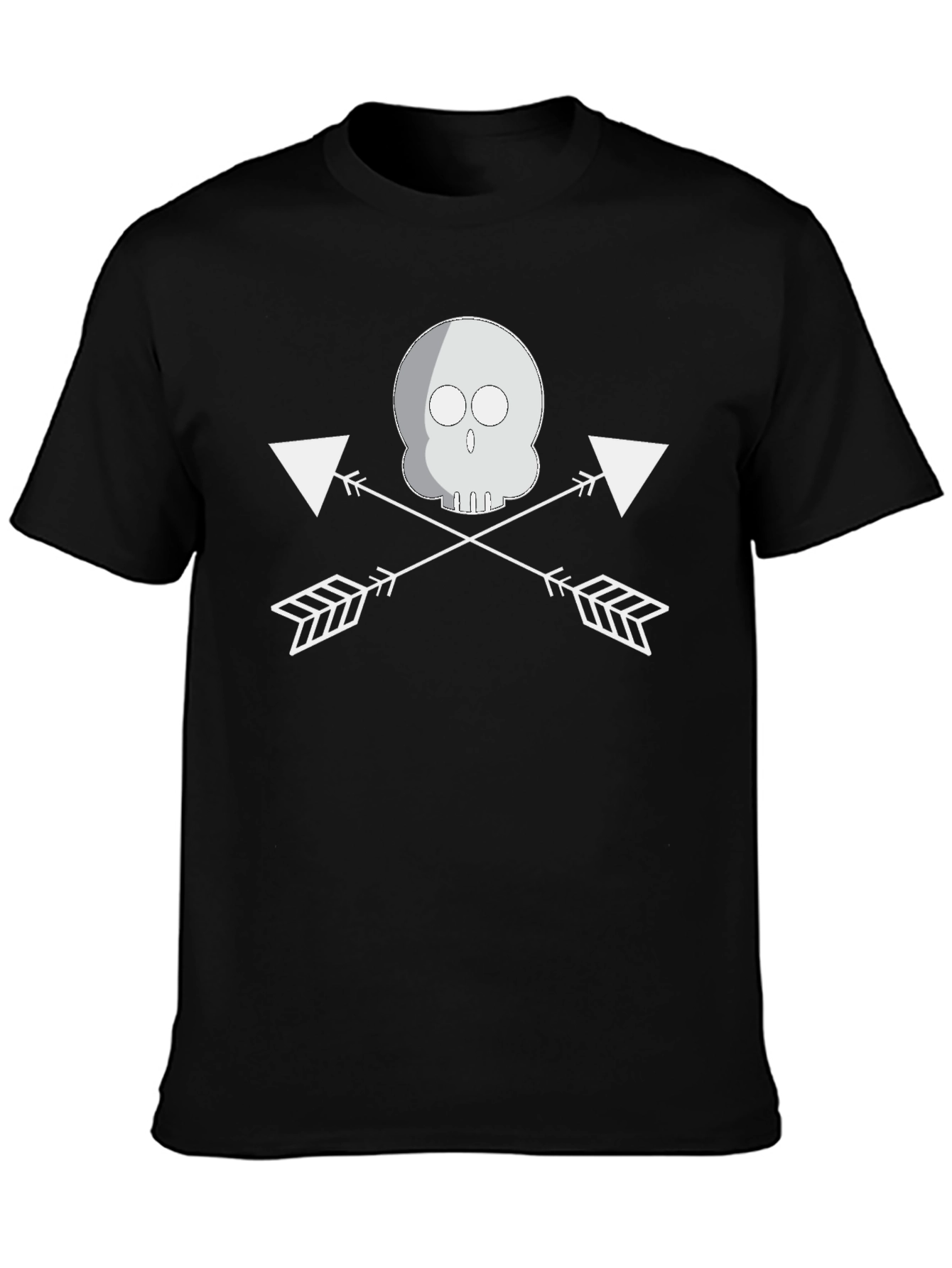 Black Skull and Arrow Black Graphic Tee view 3