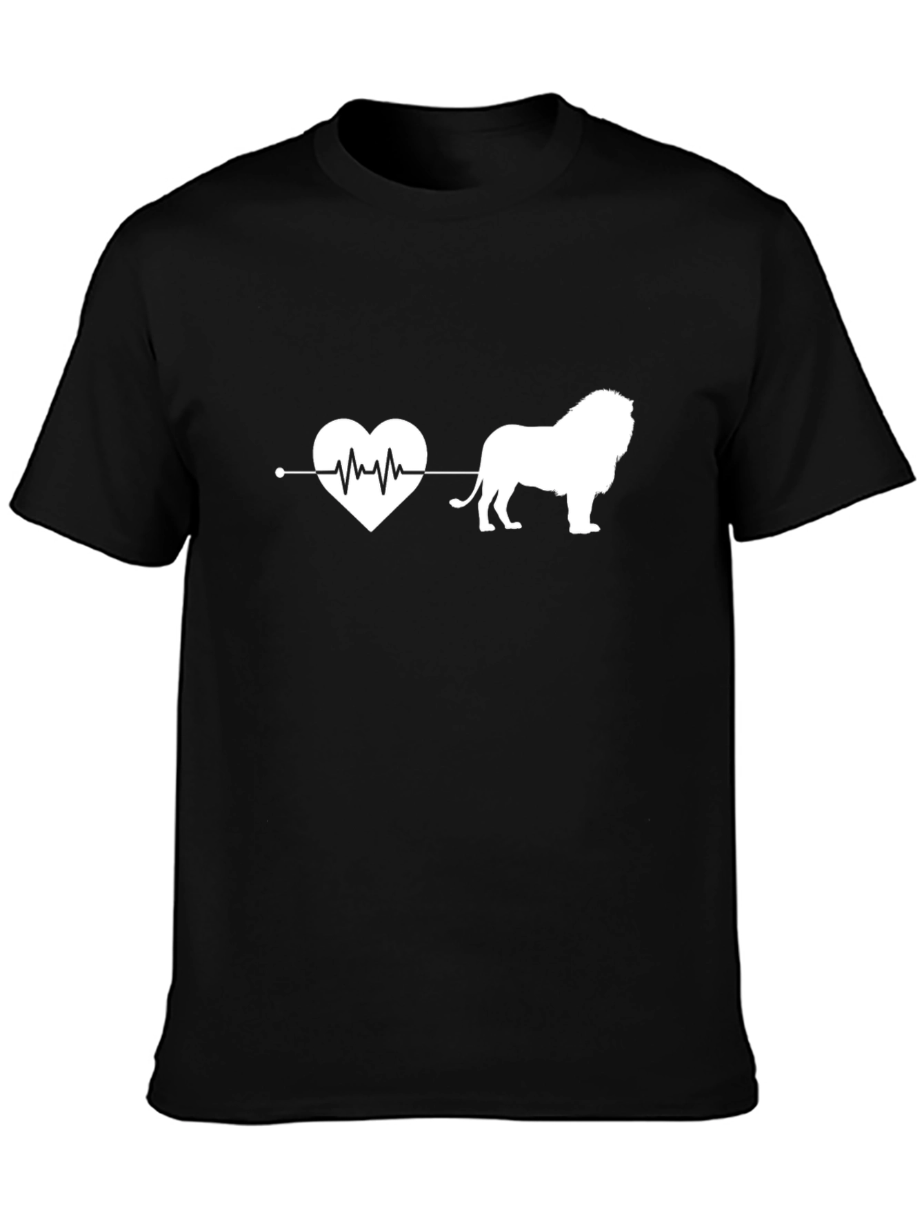 Black Lion Heartbeat T-Shirt - Animal Lover Tee view 3