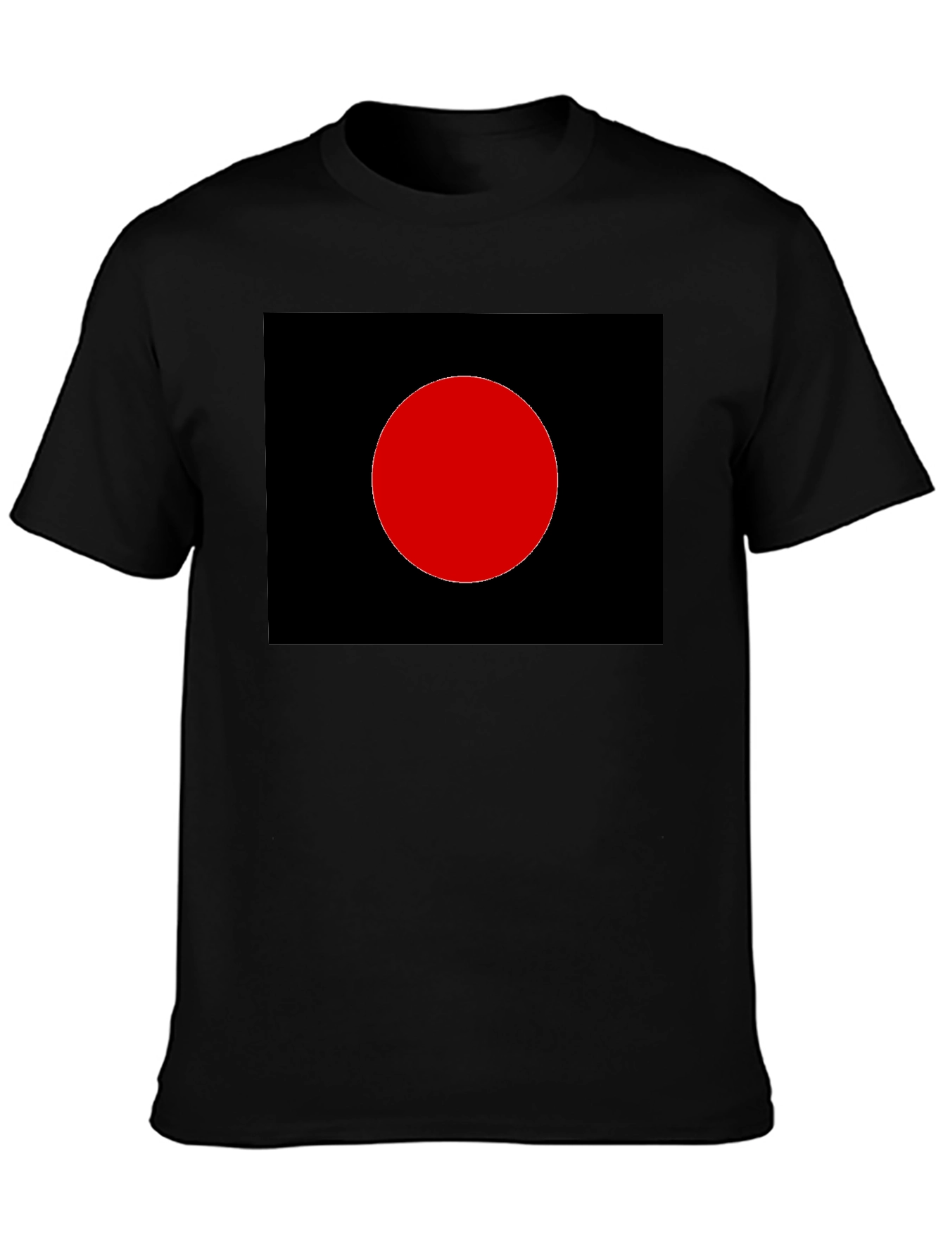 Black Minimalist Black T-Shirt - Red Circle Graphic view 3