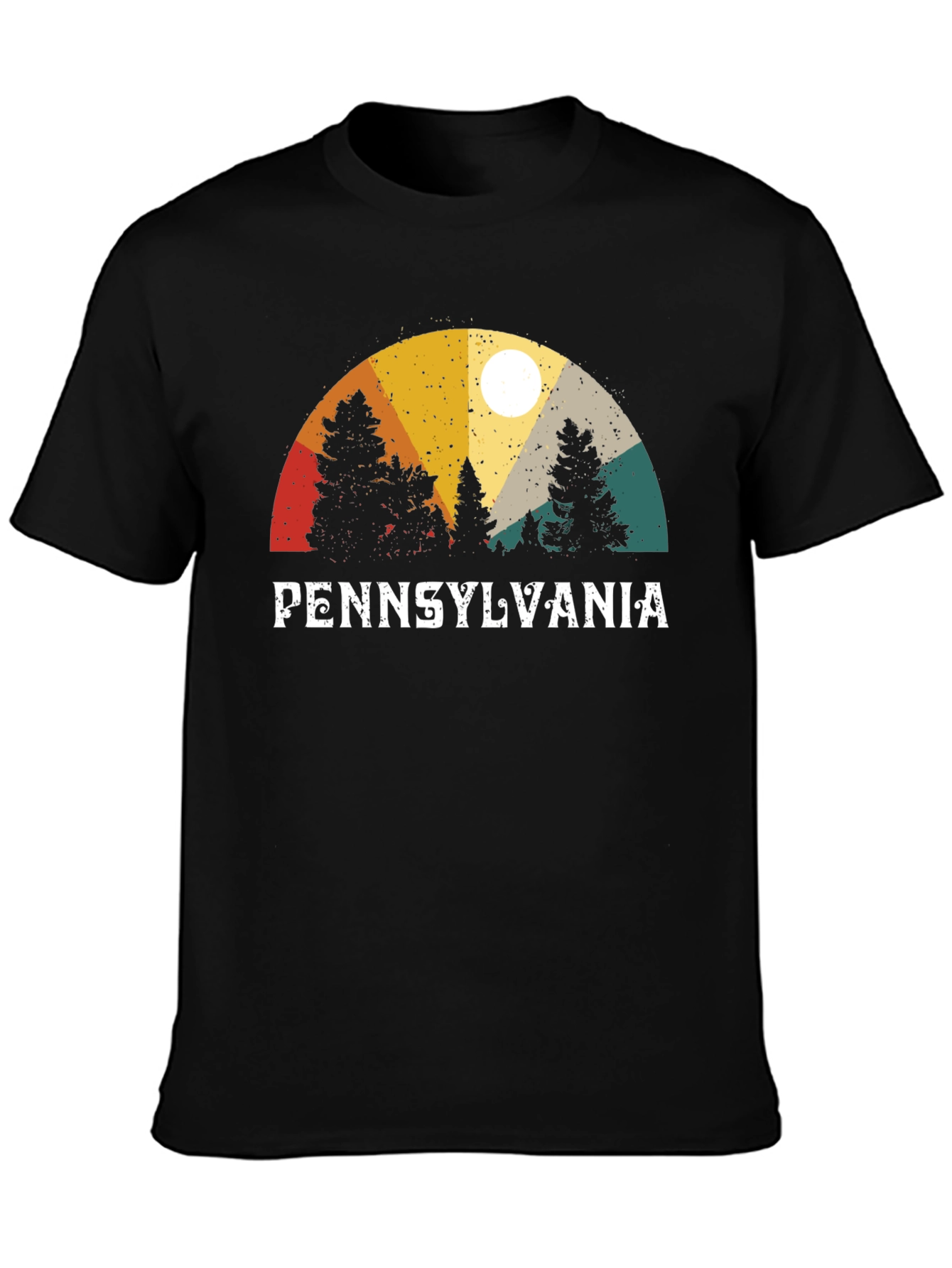 Black Pennsylvania Retro Sunset Graphic T-Shirt view 3