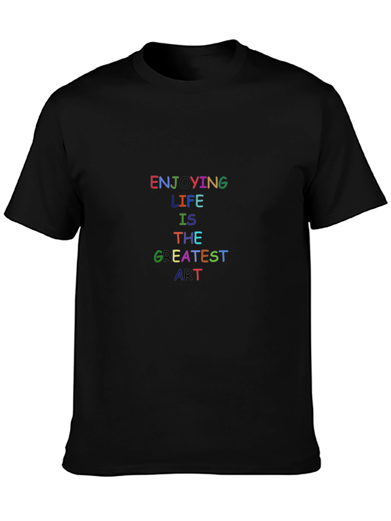 Black Enjoying Life T-Shirt - Colorful Graphic Tee view 3