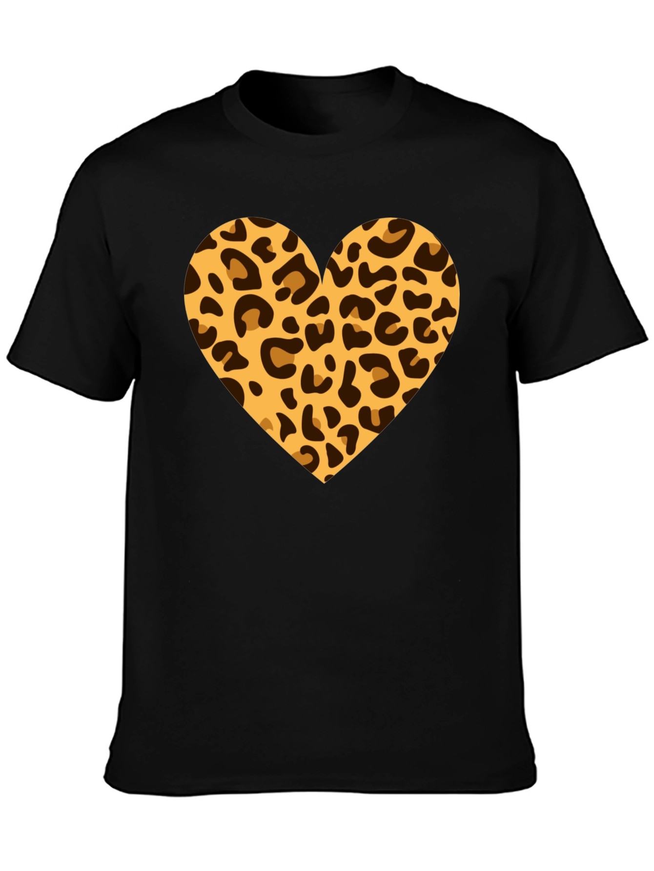 Black Leopard Heart Black T-Shirt view 3