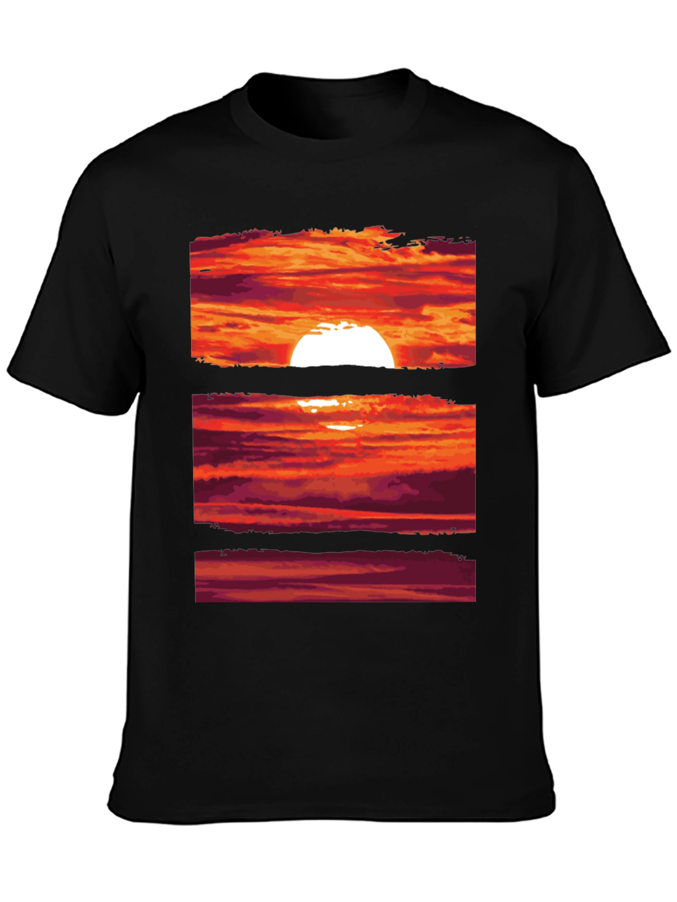Black Sunset Graphic Tee | Black Crew Neck T-Shirt view 3