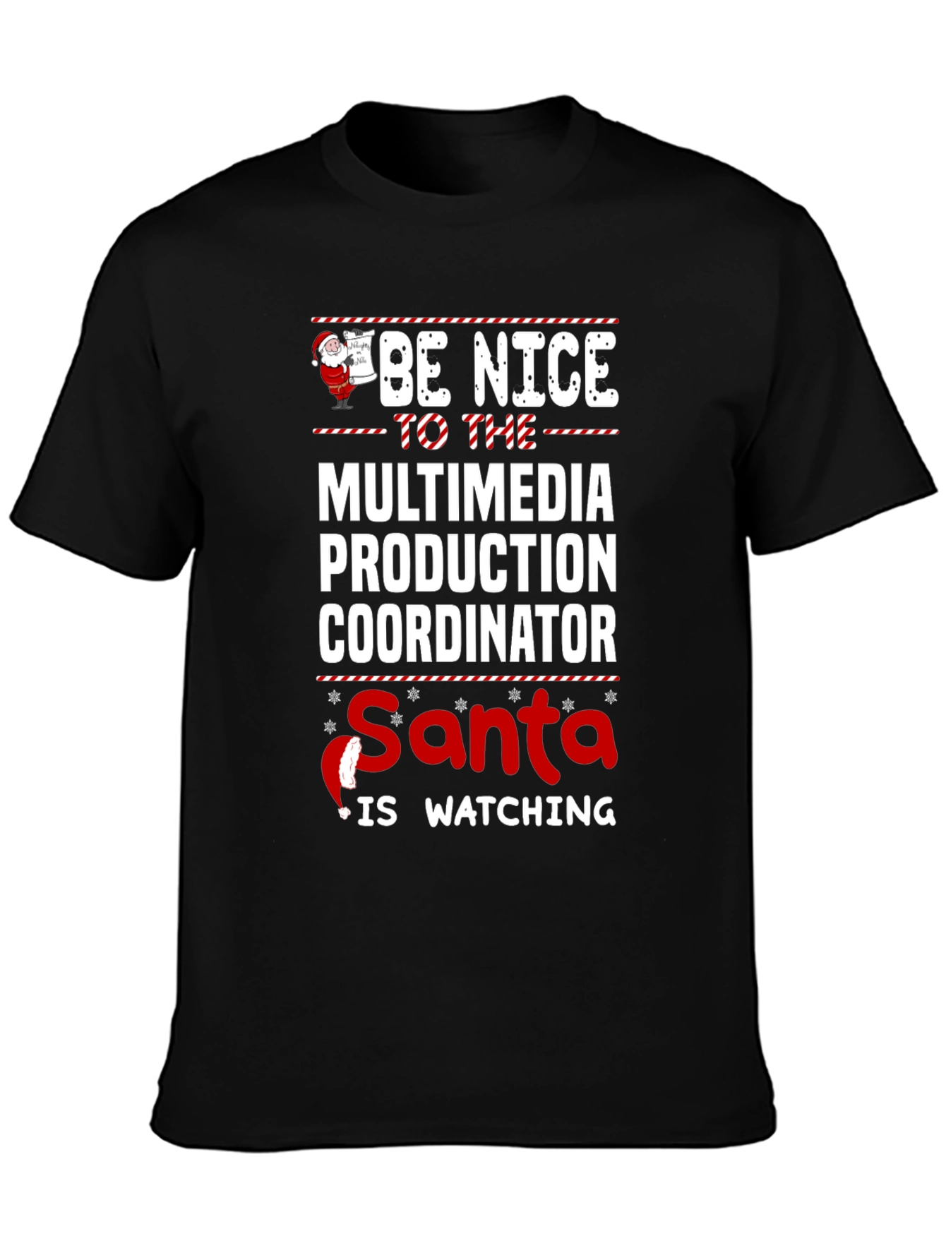 Black Funny Multimedia Production Coordinator Christmas T-Shirt view 3
