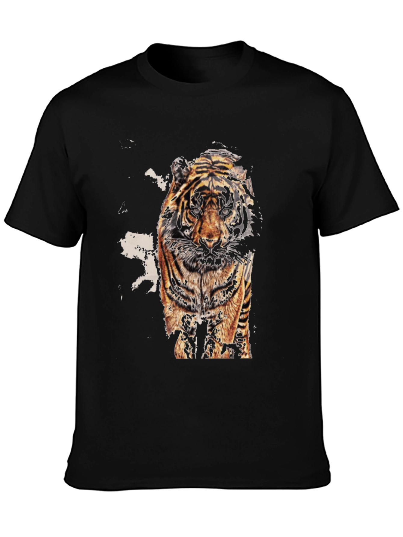 Black Tiger Graphic Print Black T-Shirt view 3