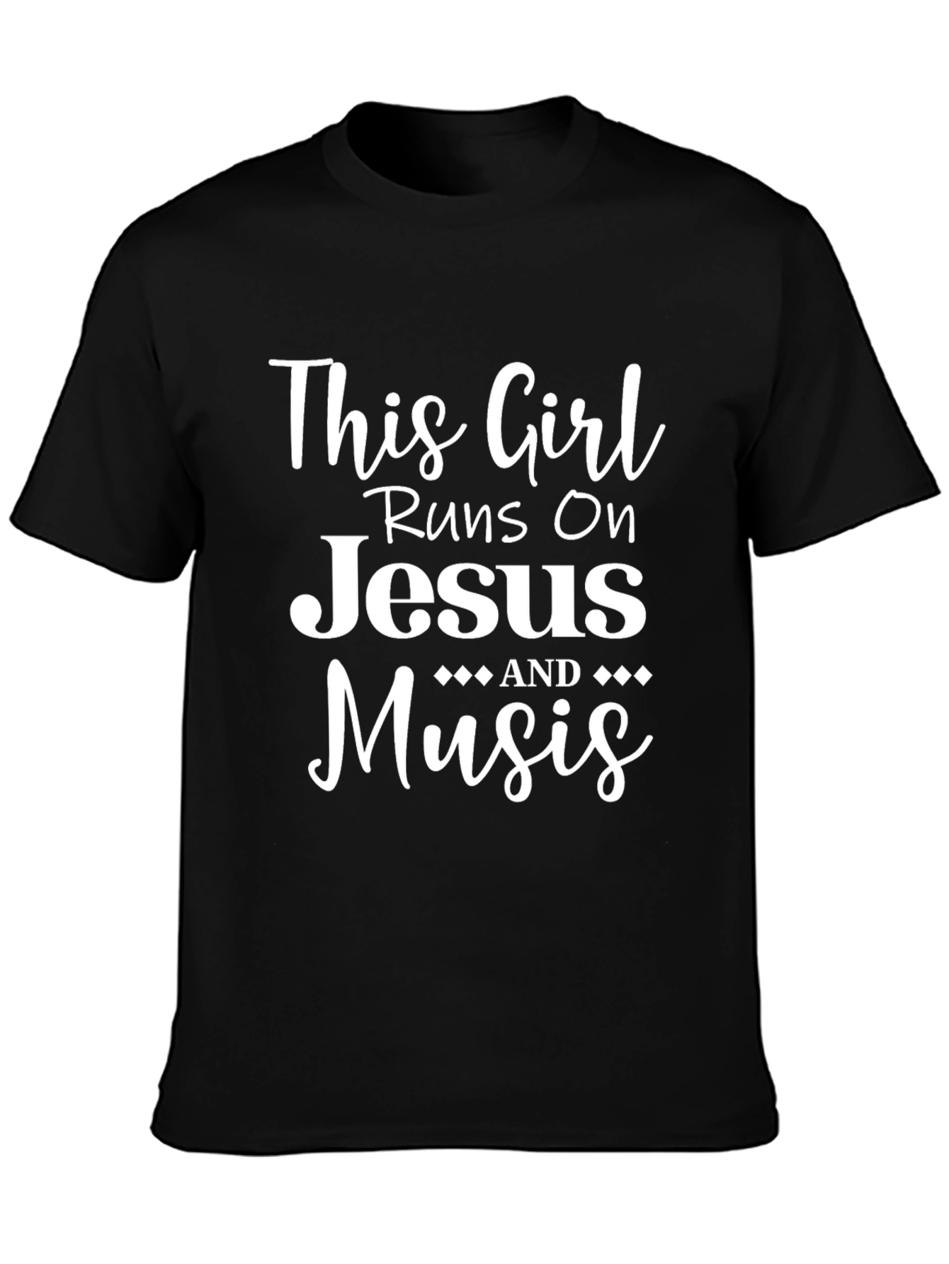 Black This Girl Runs on Jesus & Music T-Shirt view 3