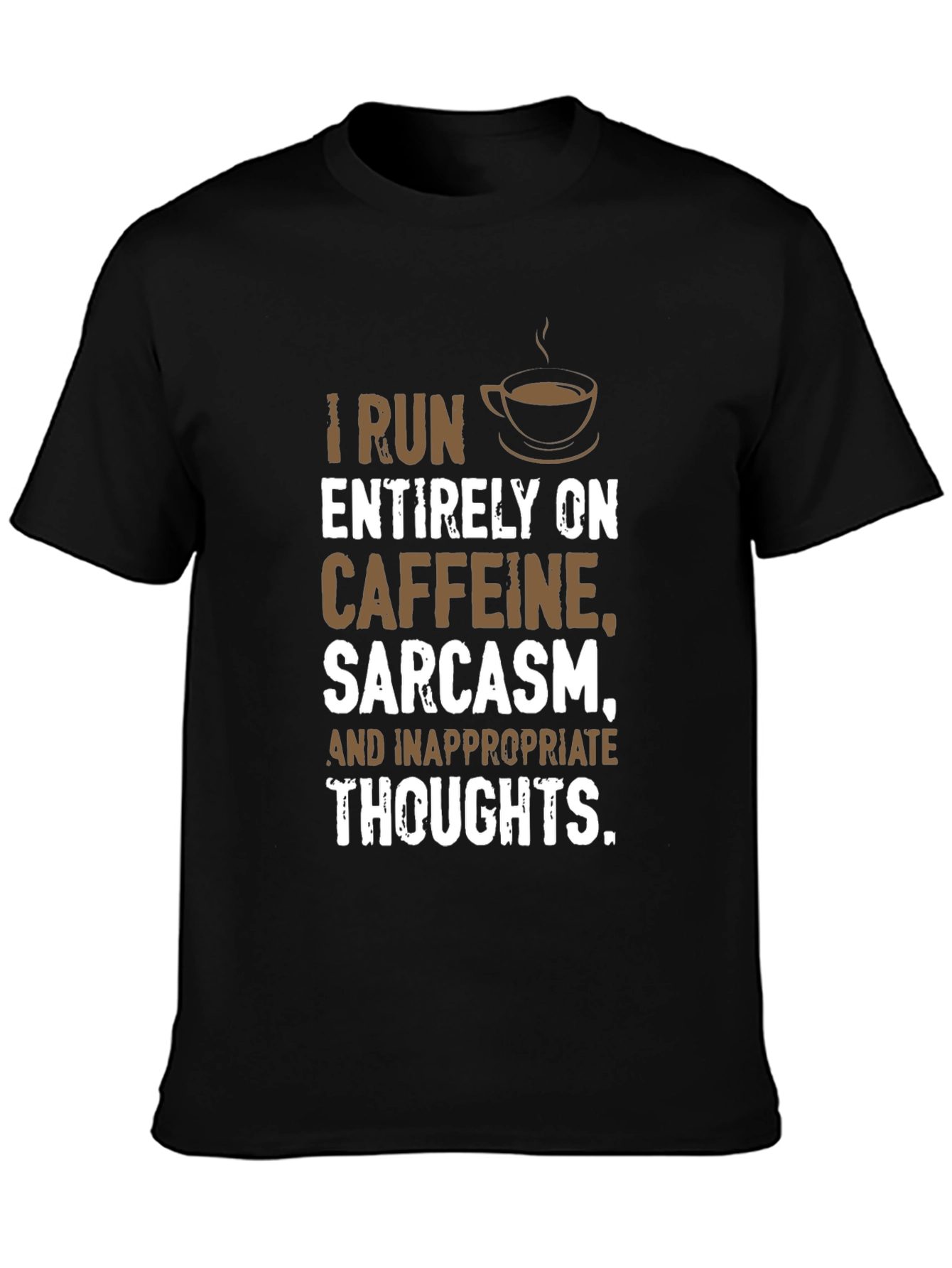 Black Caffeine, Sarcasm, & Inappropriate Thoughts Graphic Tee view 3