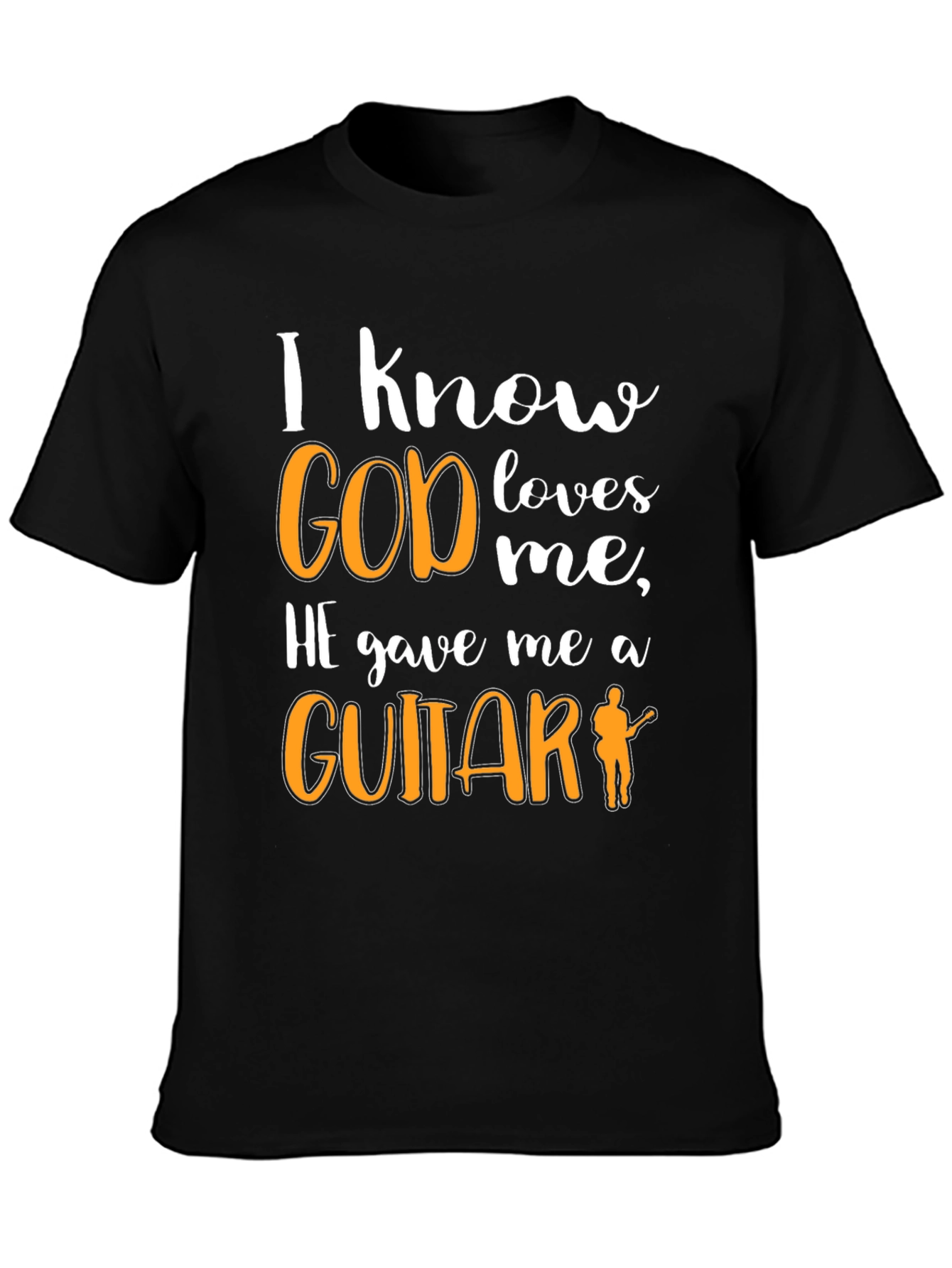 Black I Know God Loves Me Guitar T-Shirt view 3