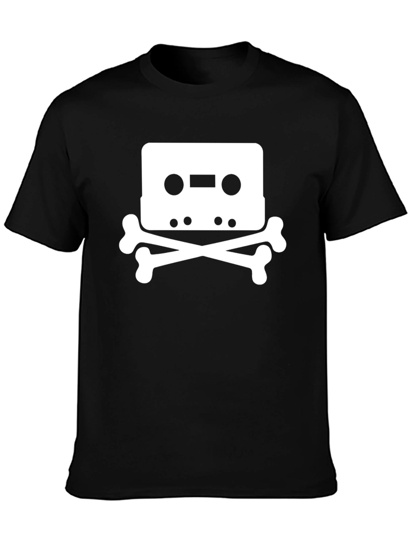 Black Cassette Tape Skull T-Shirt - Black Graphic Tee view 3