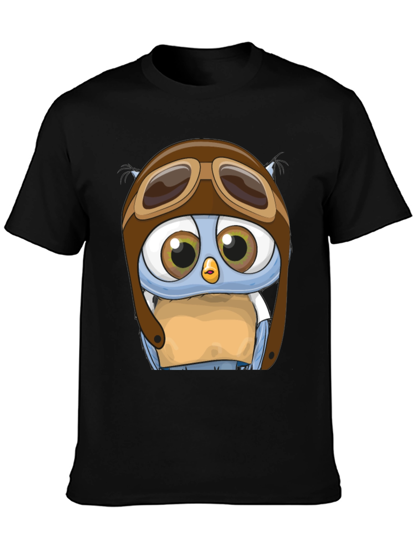 Black Pilot Owl T-Shirt - Cartoon Aviator Design view 3
