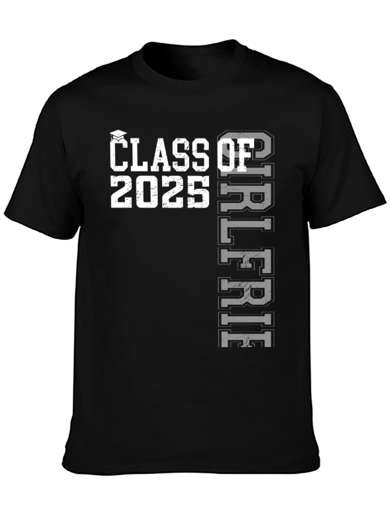 Black Class of 2025 Girlfriend T-Shirt view 3