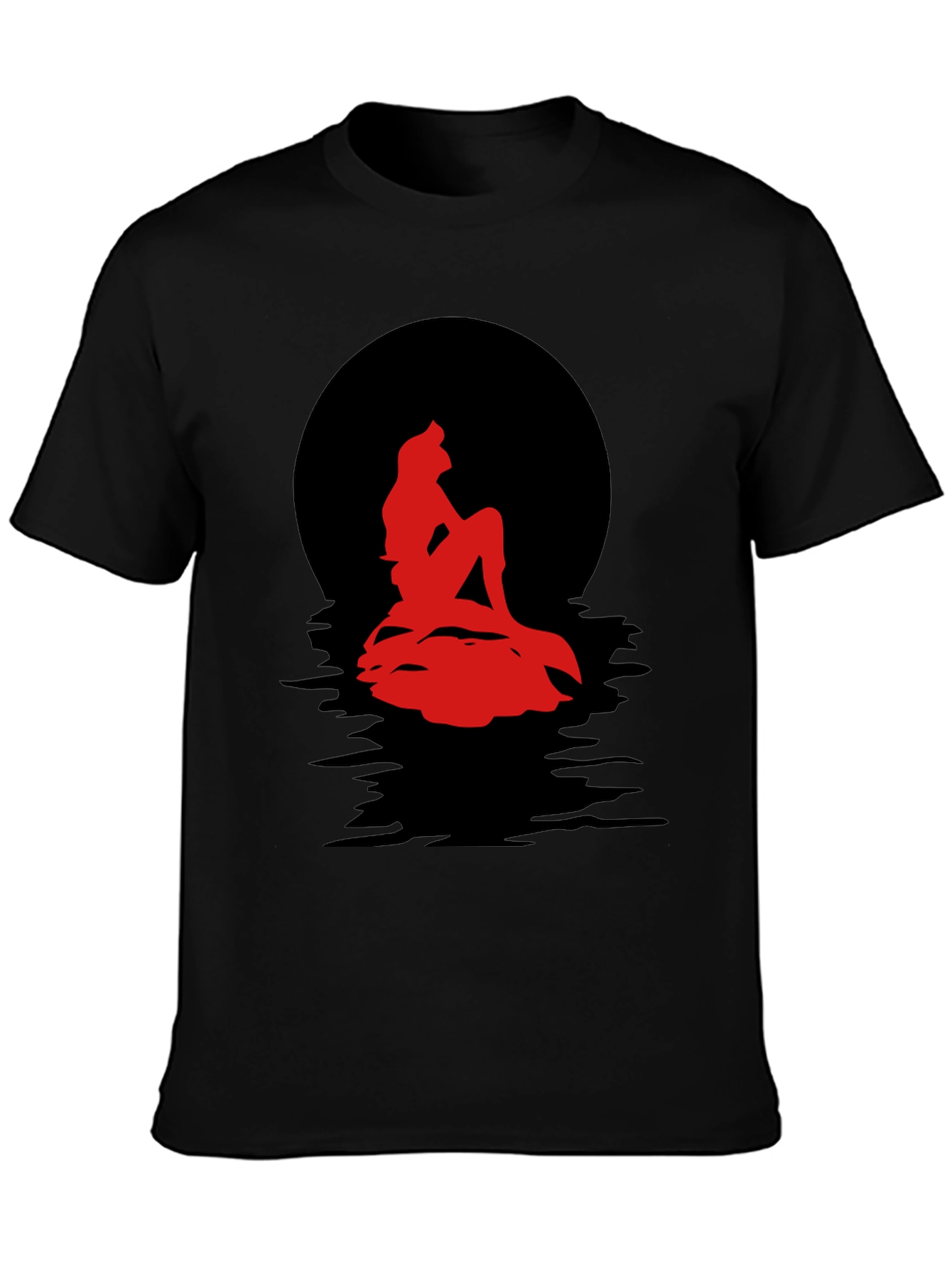 Black Red Mermaid Silhouette Graphic Tee view 3